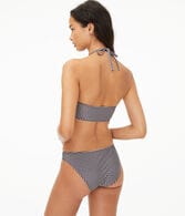 Gingham High-Neck Halter Bikini Top
