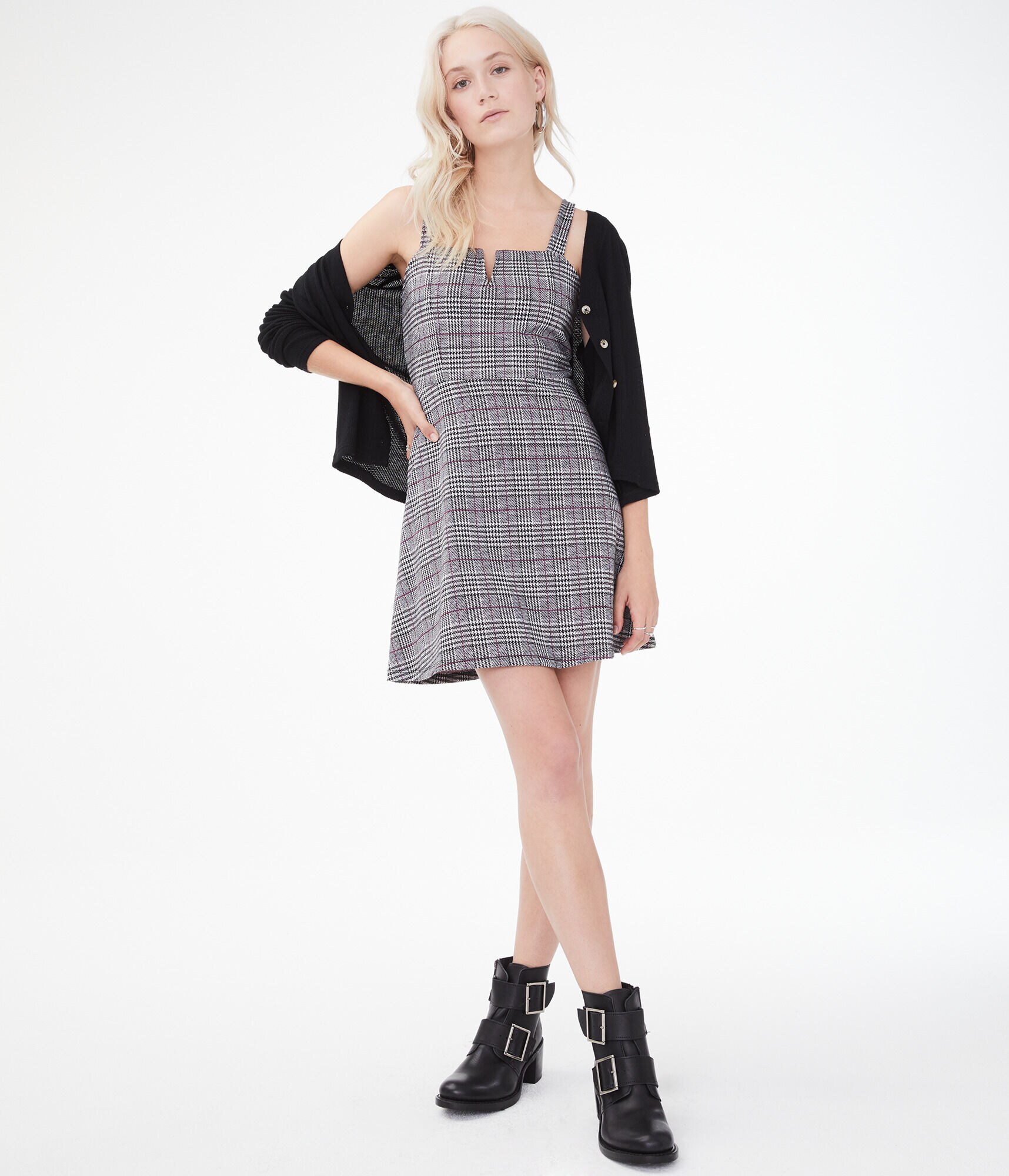 Houndstooth V-Wire Fit &amp; Flare Dress