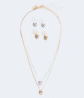 Best Friends Multicolor Rhinestone Heart Necklace & Earring Set