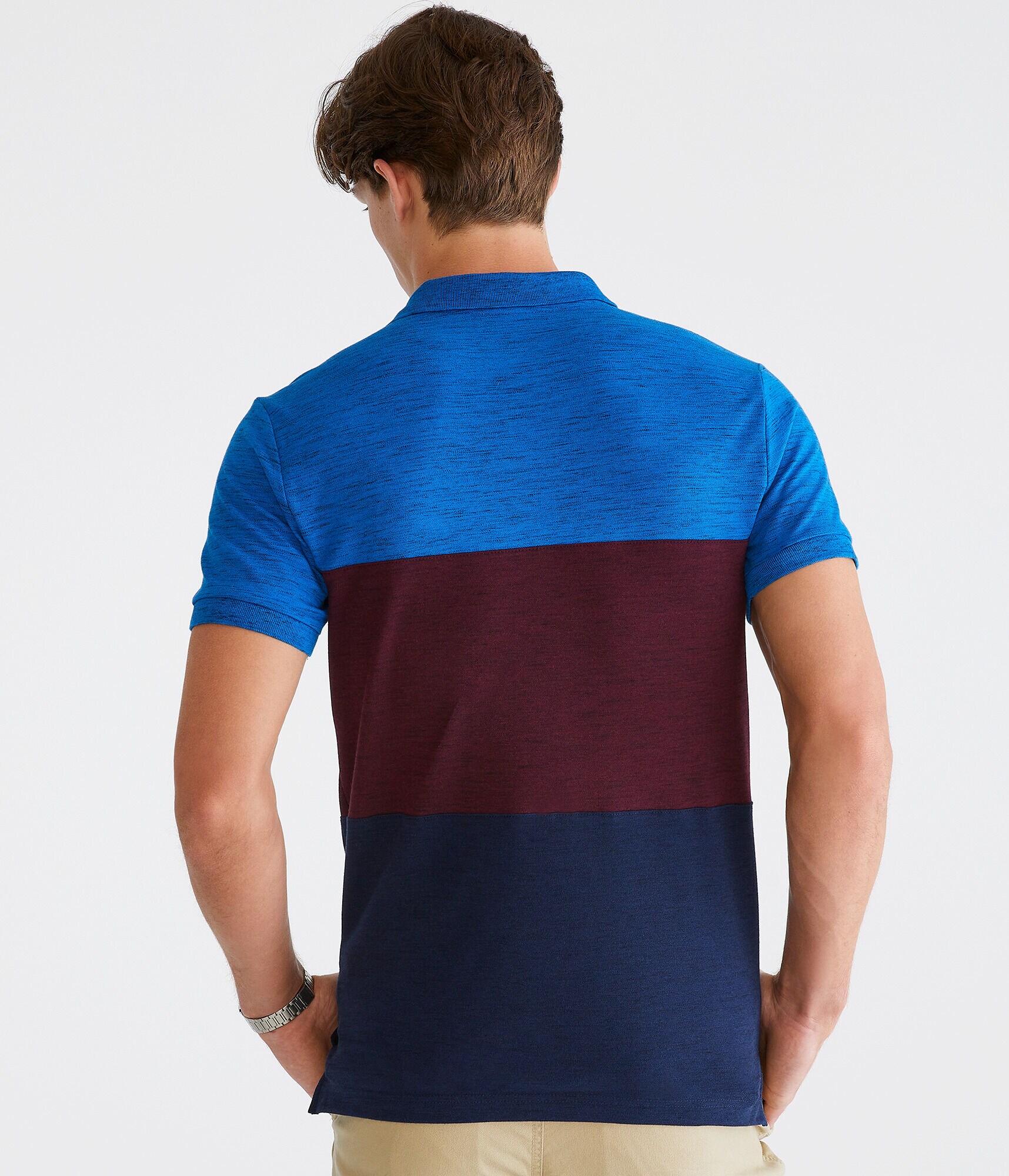 Space-Dyed Colorblock Stretch Piqu&eacute; Polo
