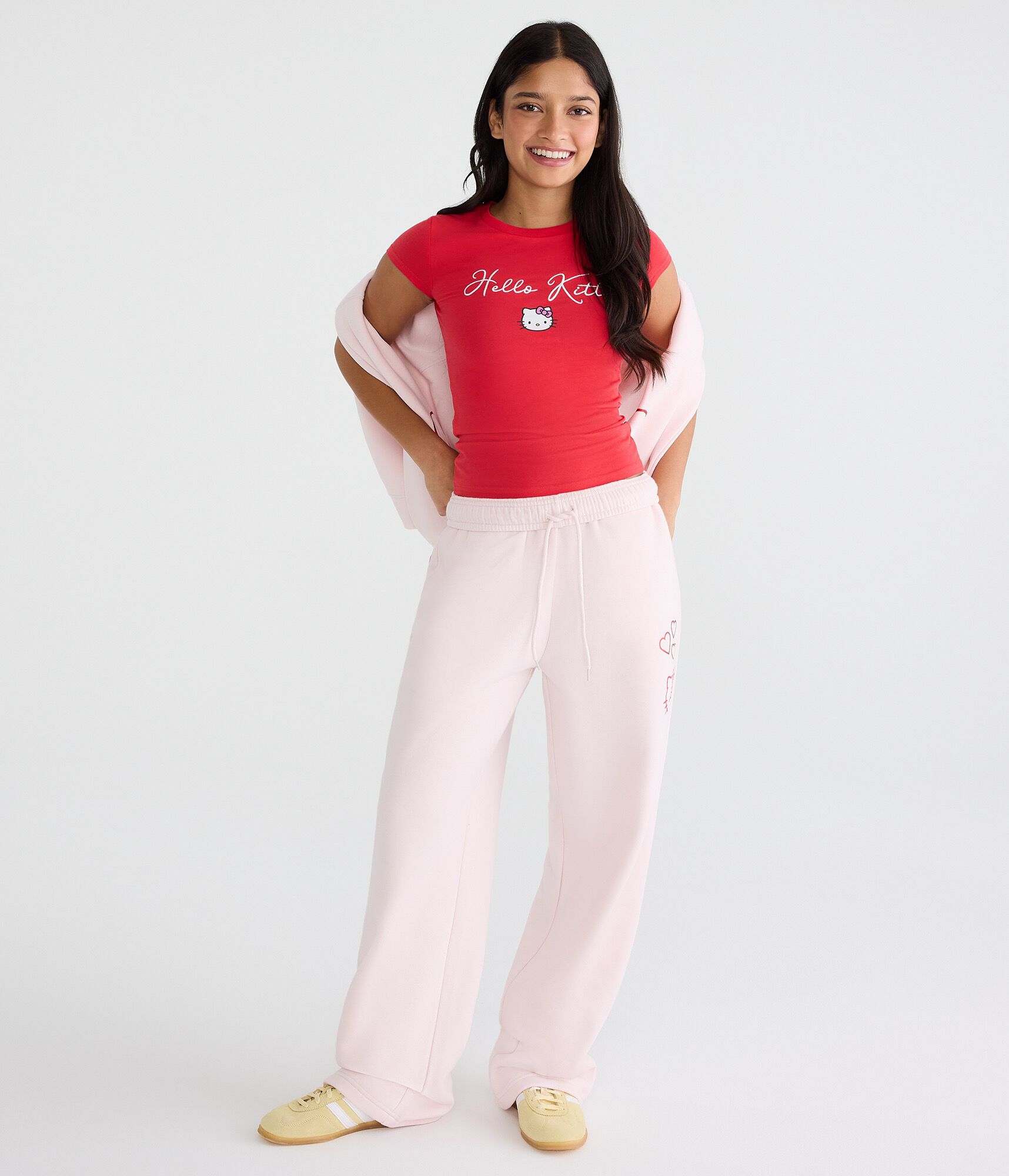 Hello Kitty Hearts Mid-Rise Straight Leg Sweatpants