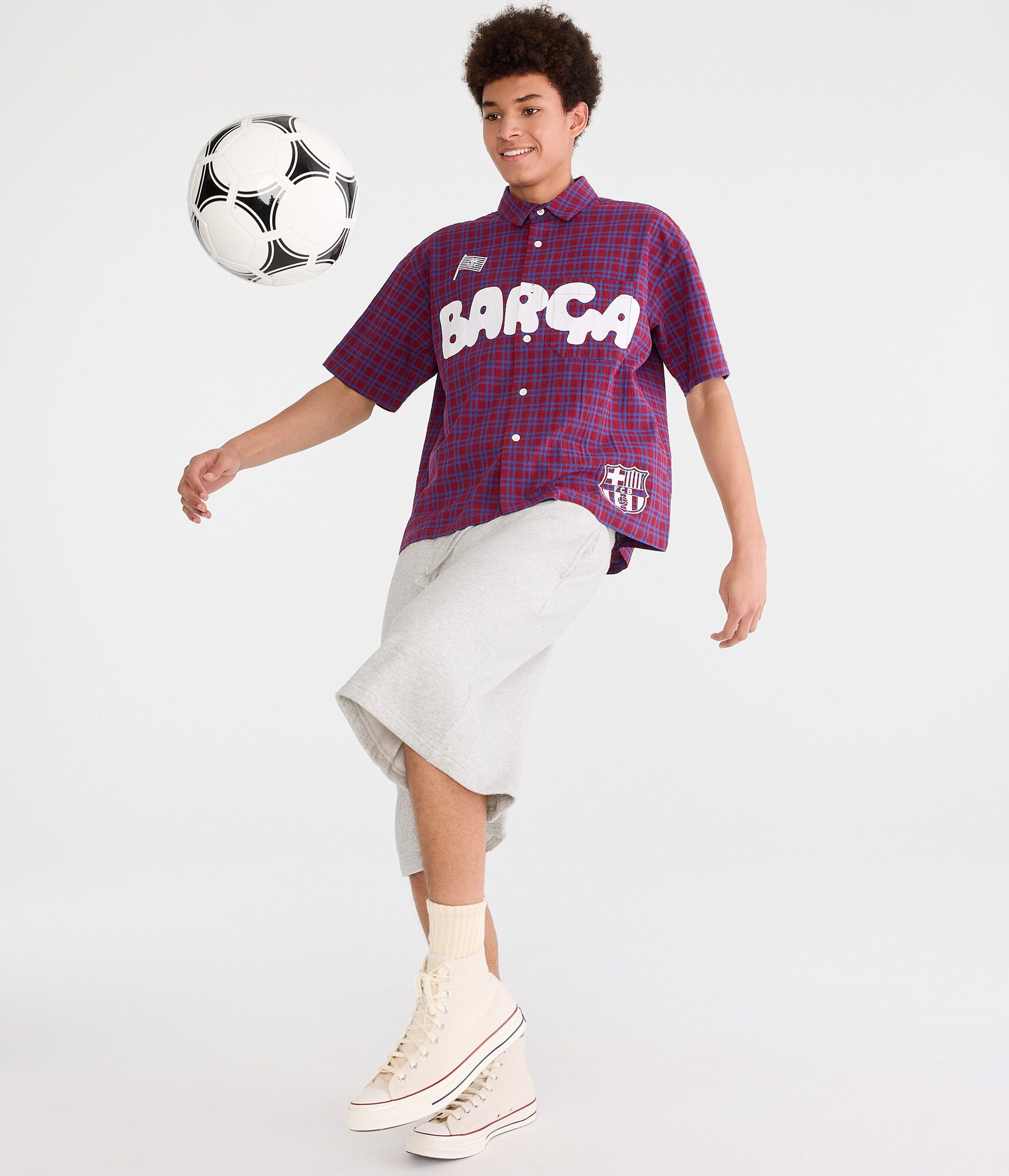 FC Barcelona Microplaid Boxy Shirt
