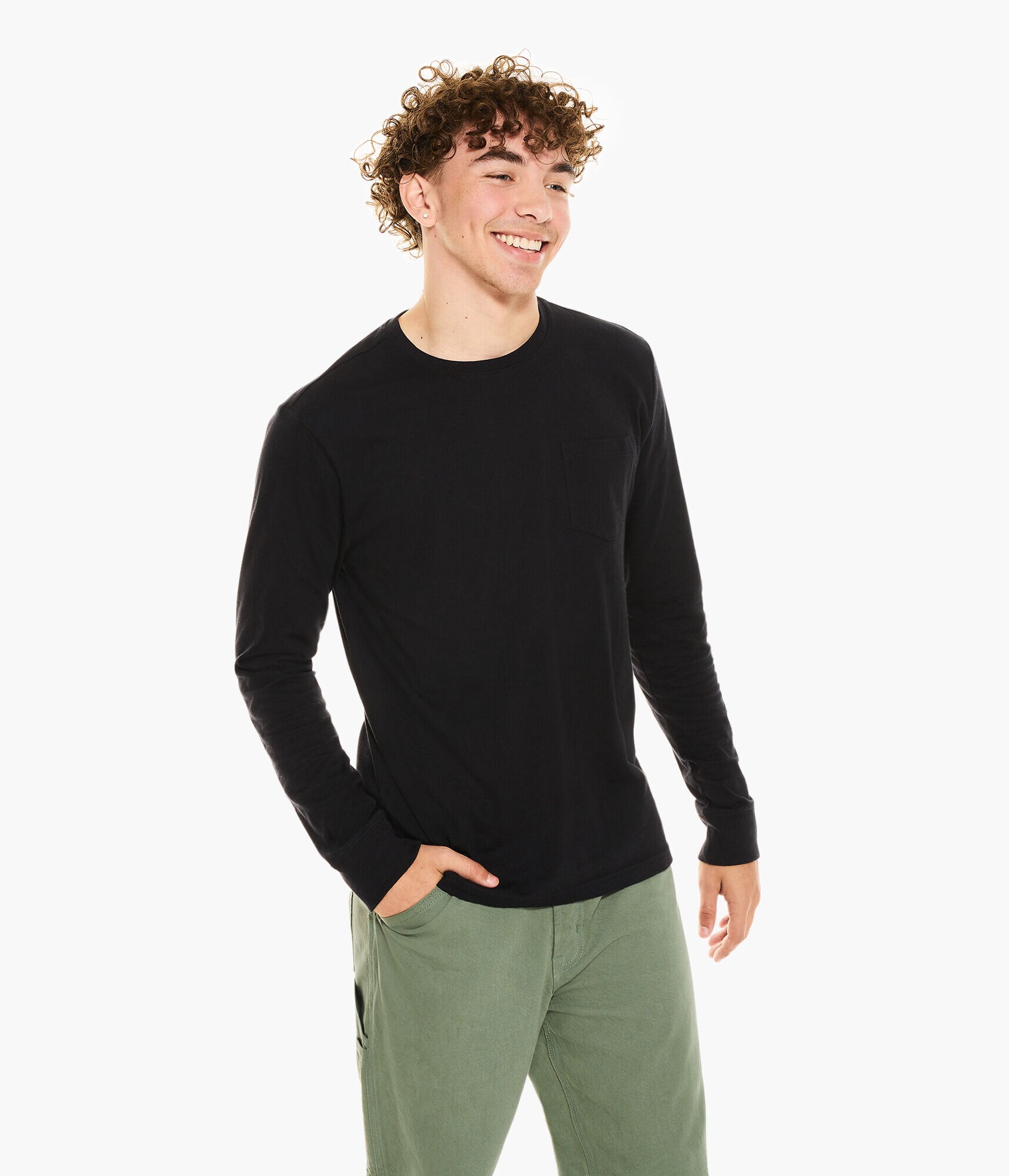 Long Sleeve Pocket Crew Tee 3-Pack