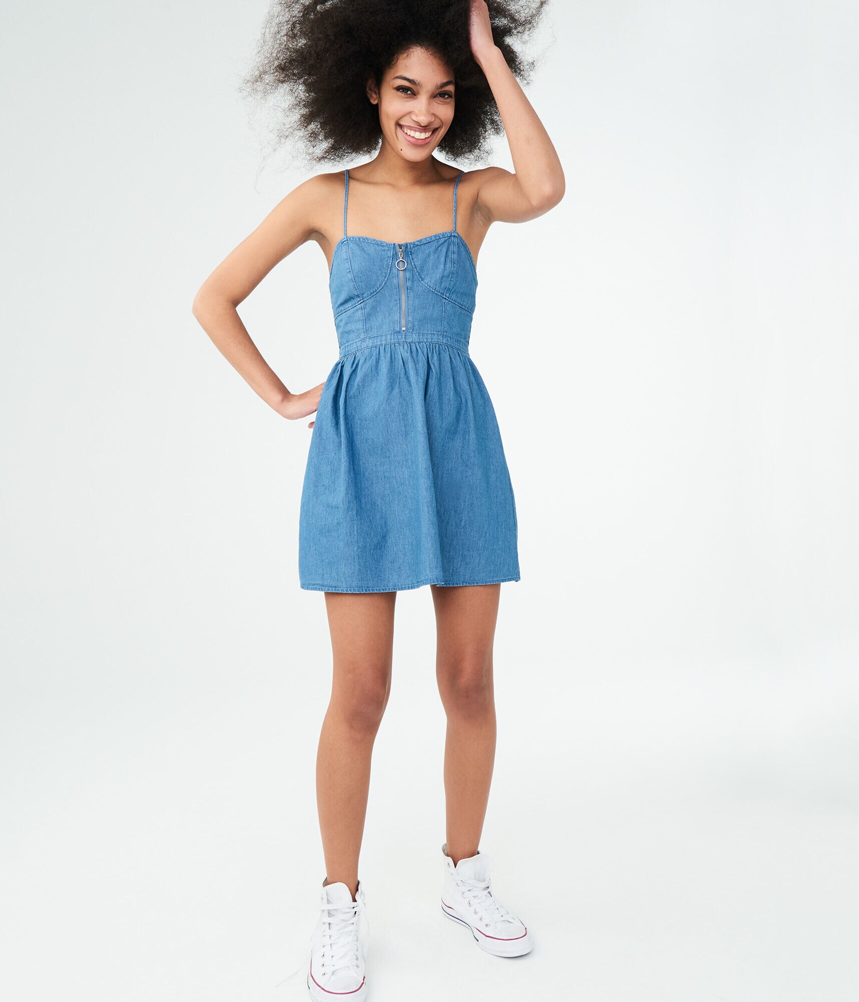 Solid Chambray Fit &amp; Flare Dress