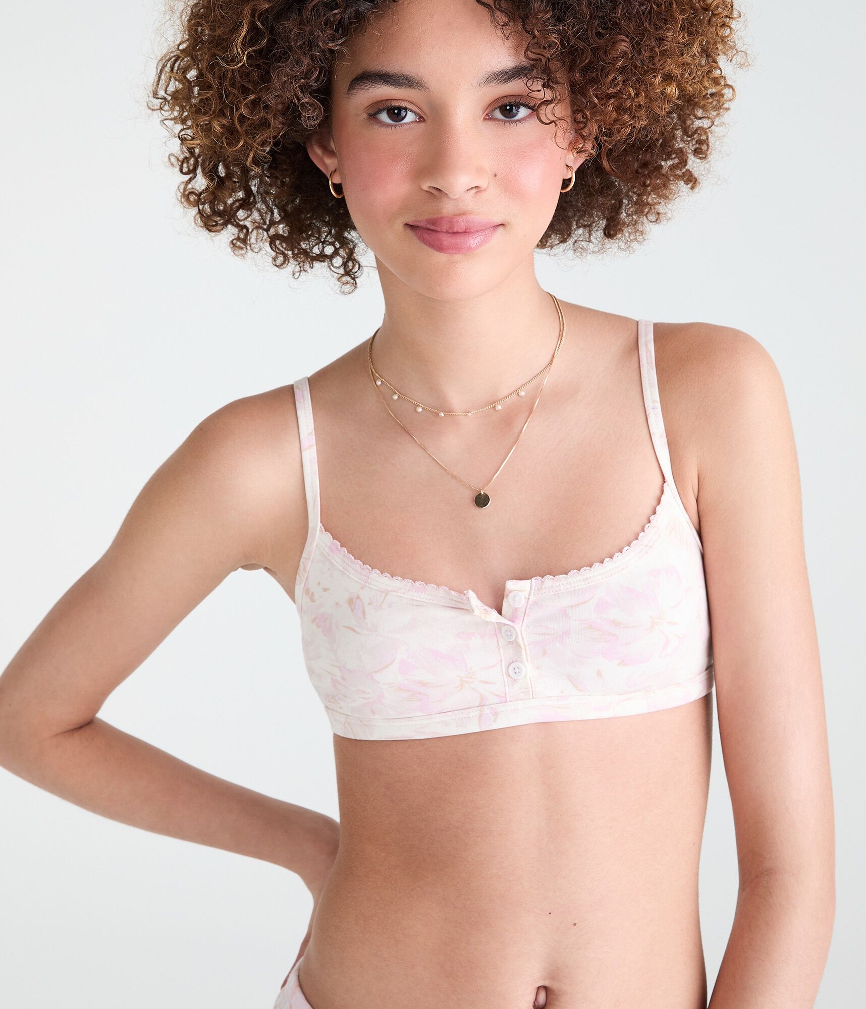 Hibiscus Cotton Henley Bralette