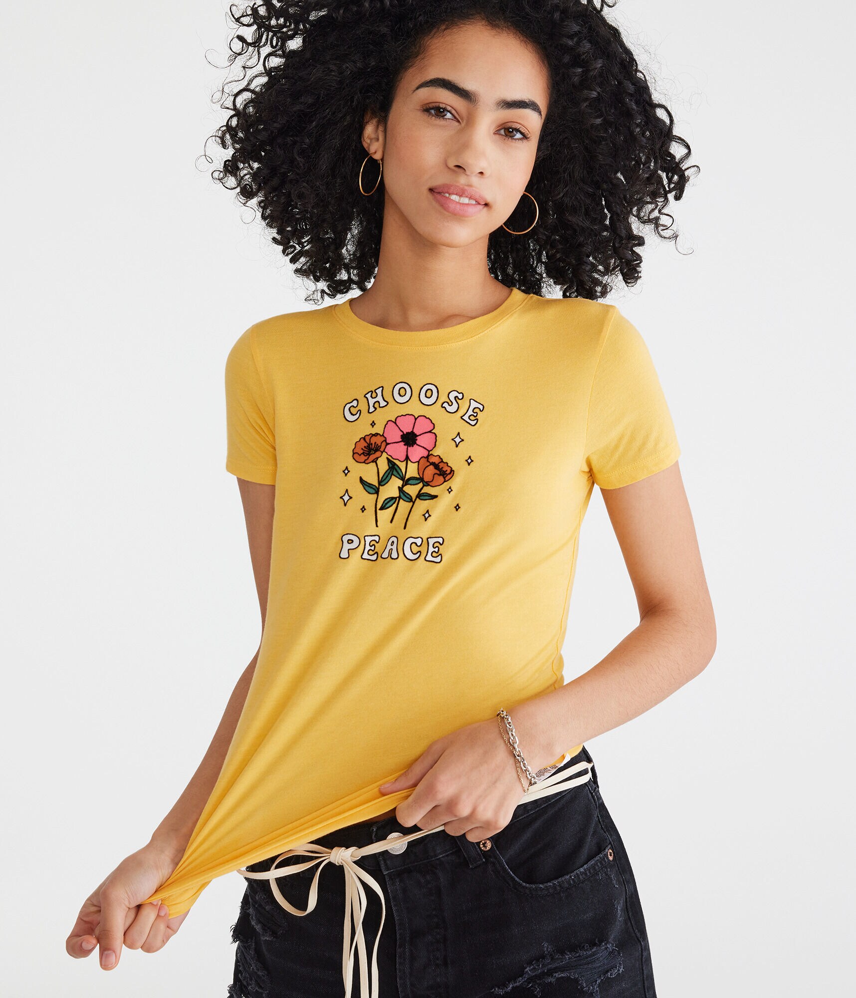 Choose Peace Flocked Graphic Tee