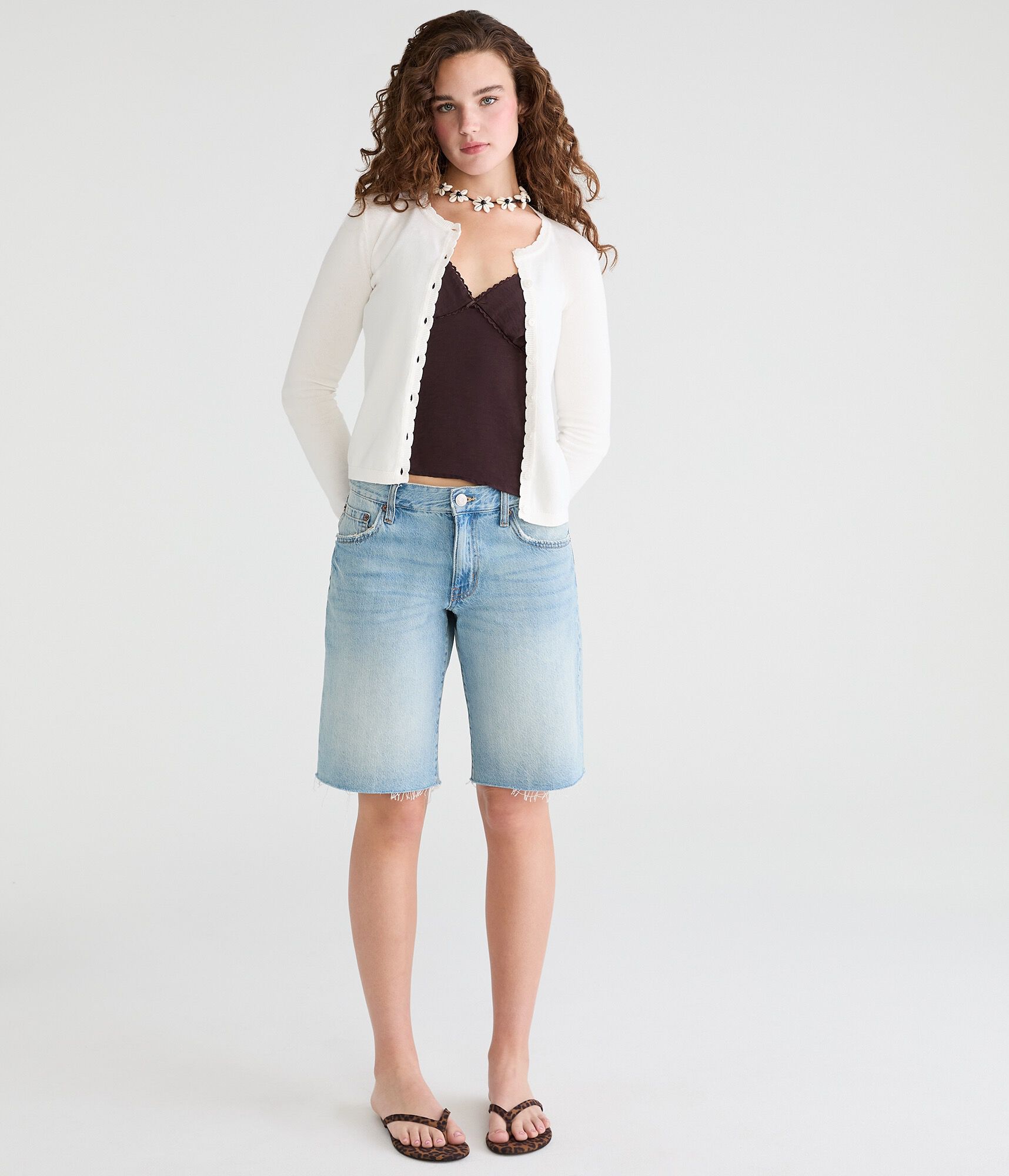 Scalloped Crew Cardigan