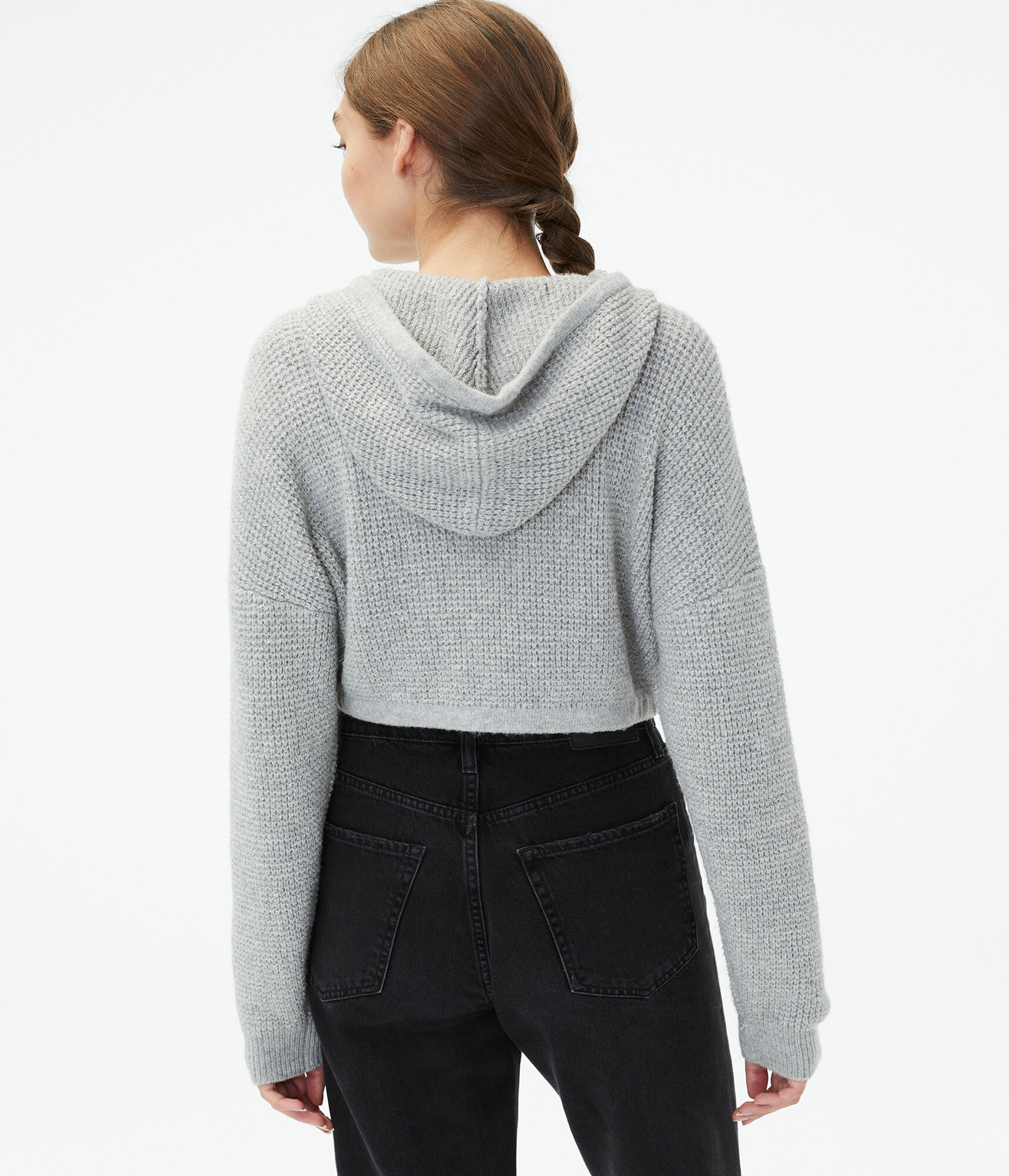 Sweater-Knit Cropped Sleep Pullover Hoodie