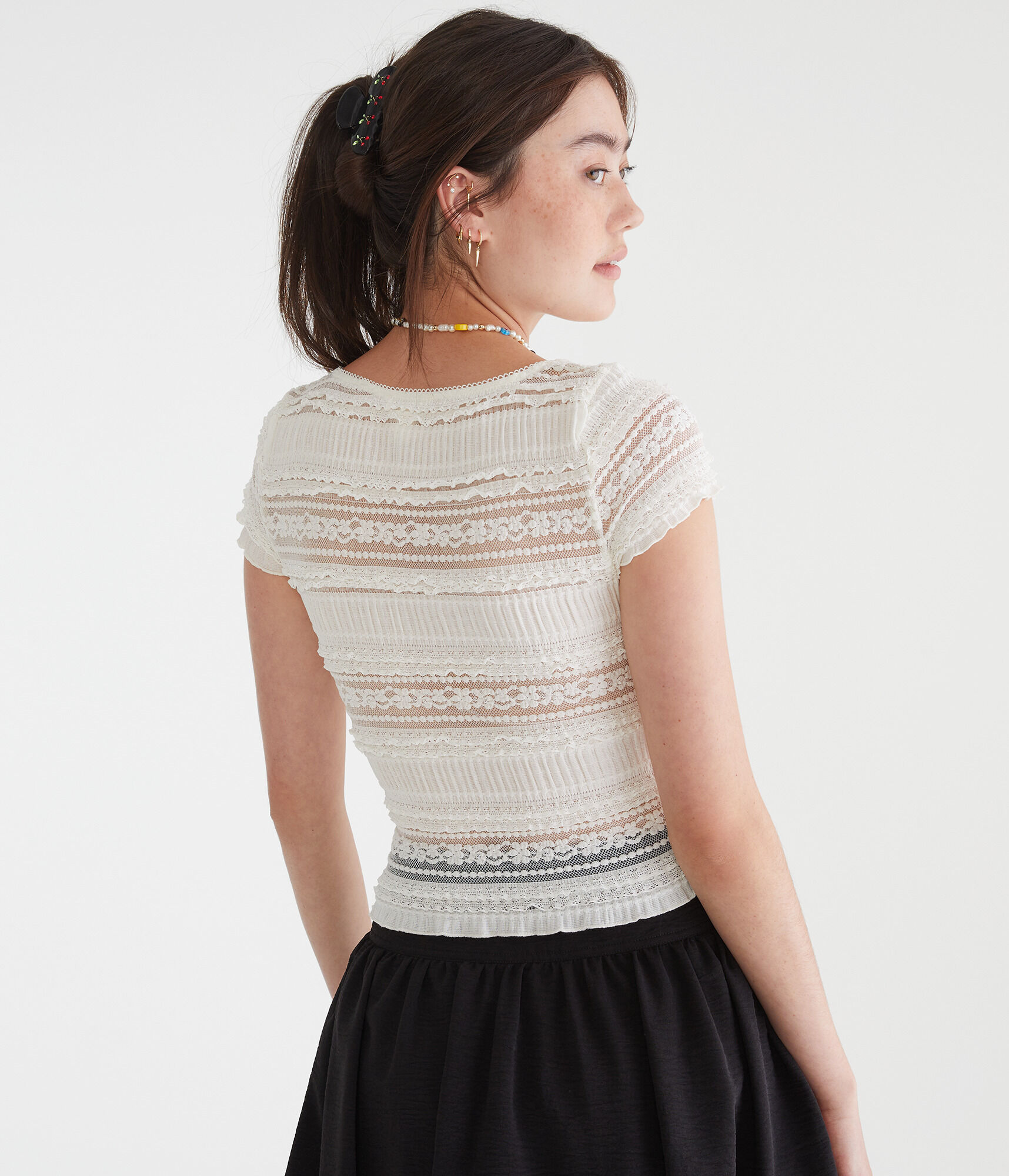 Textured Lace V-Neck Top