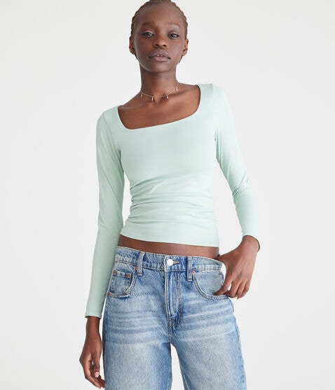 Long Sleeve Seriously Soft Sculpt Square-Neck Tee Long Sleeve Seriously Soft Sculpt Square-Neck Tee