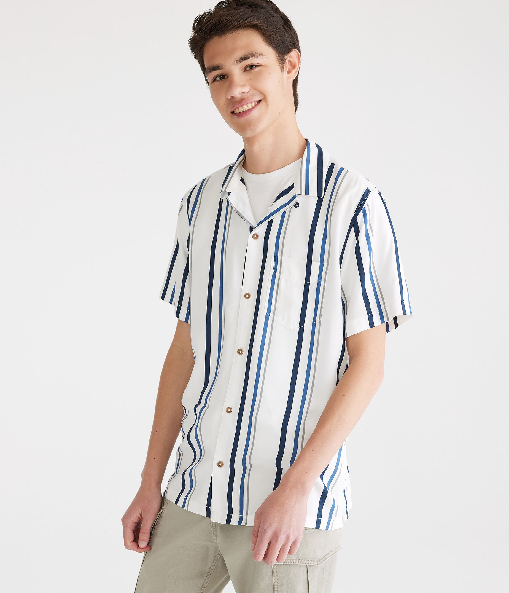 Vertical Stripe Camp Shirt