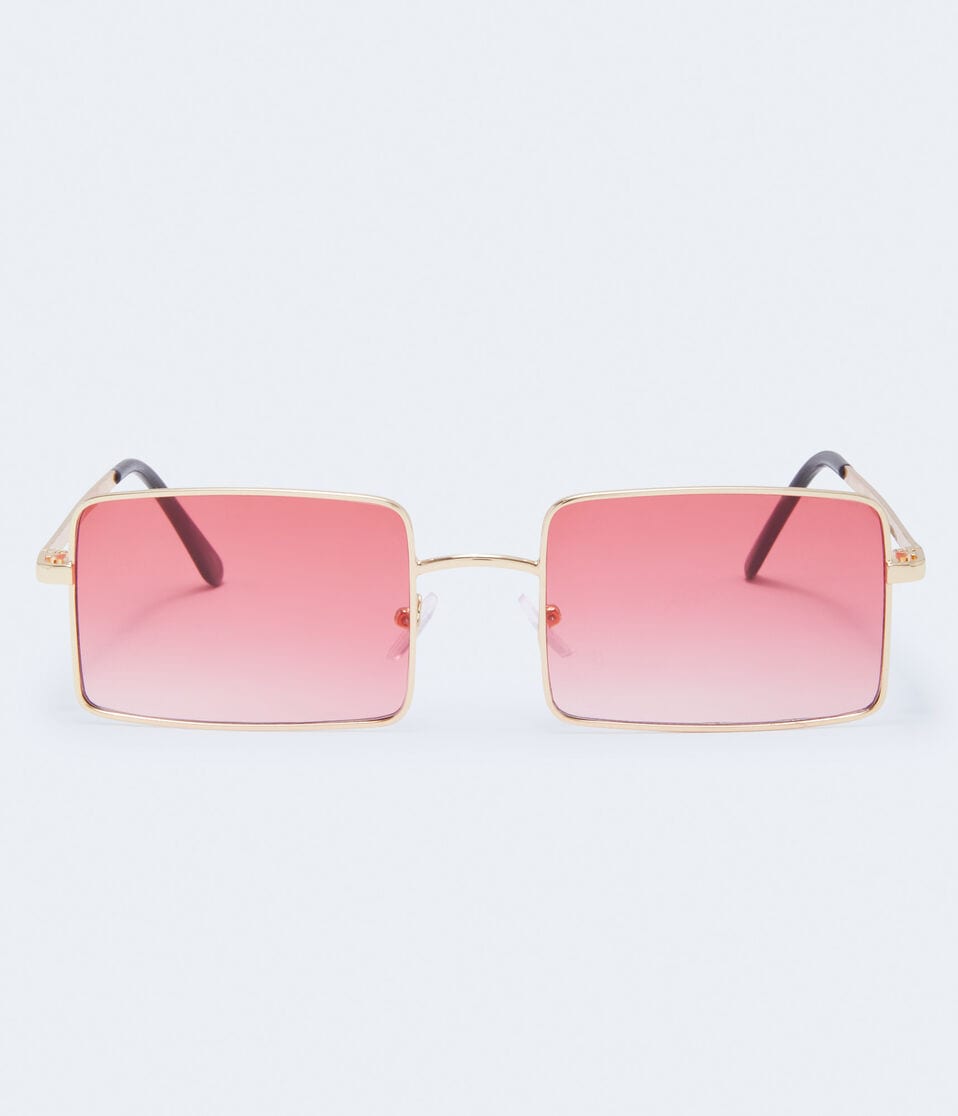Rectangular Pop-Color Lens Sunglasses