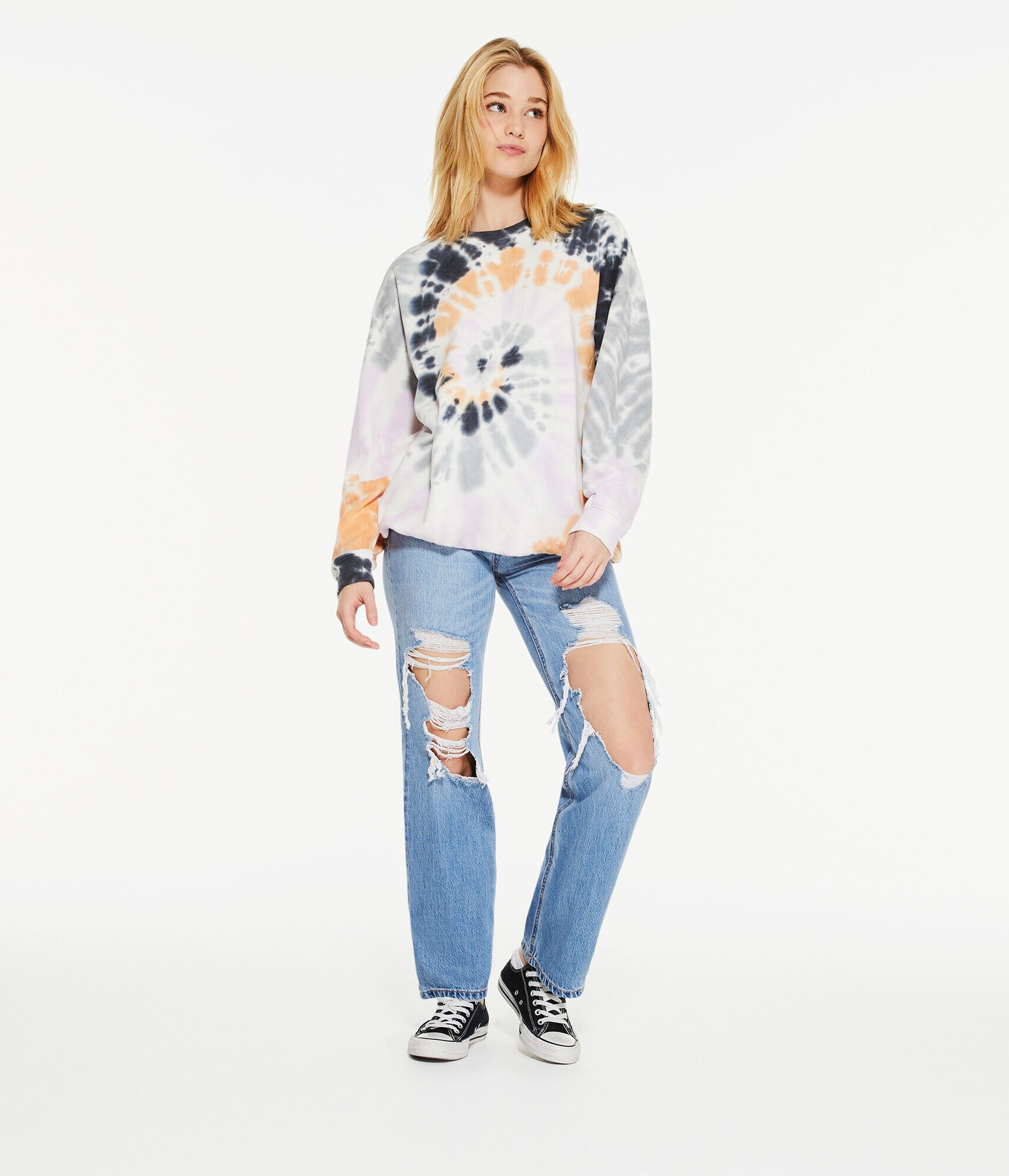 Tie-Dye Oversized Crew Sweatshirt