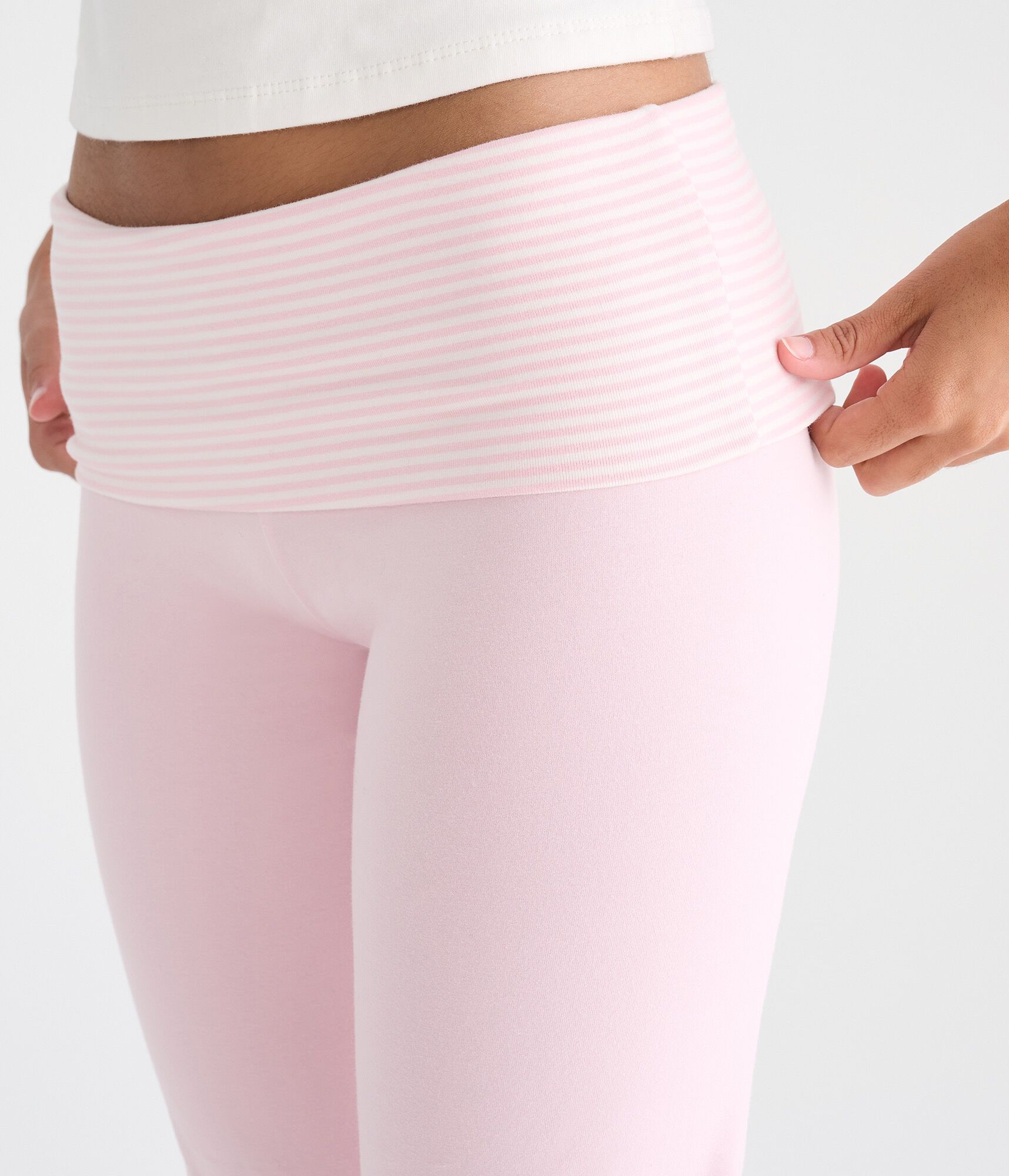 Striped Mid-Rise Fold-Over Bootcut Pants