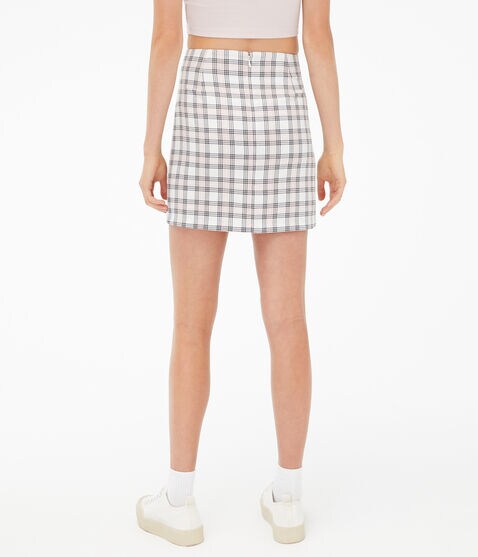 Plaid Notch High-Waisted Mini Skirt