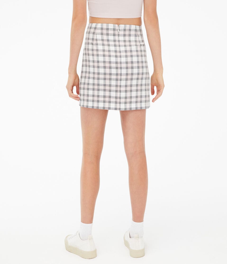 Plaid Notch High-Waisted Mini Skirt