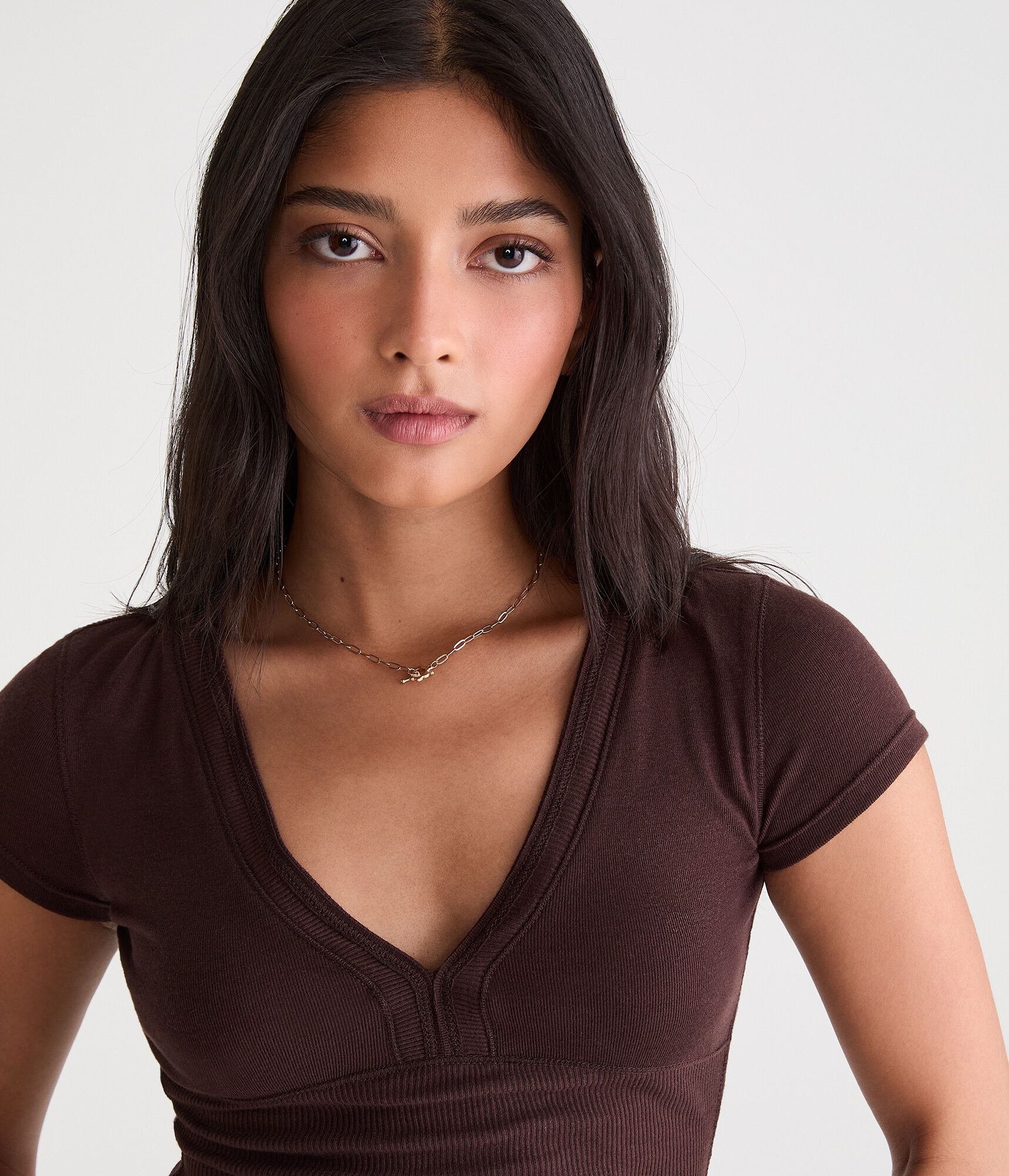 Ribbed V-Neck Tee