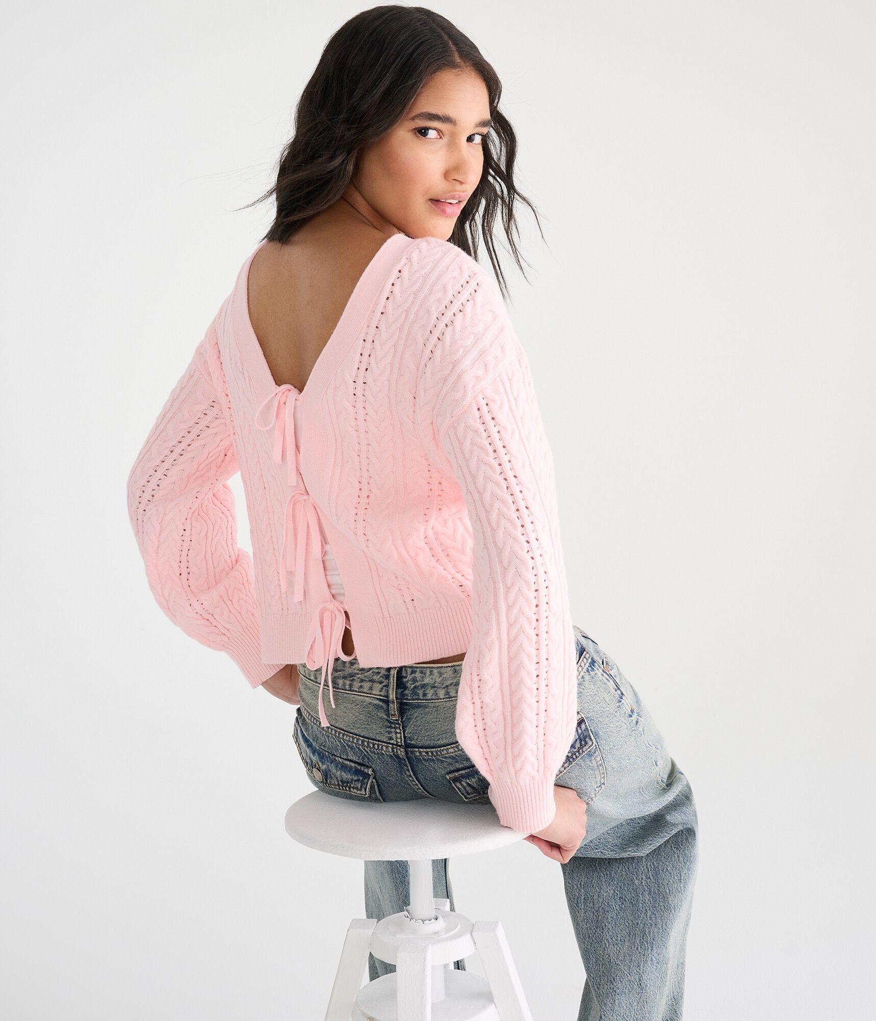 Cable Reversible Tie Cardigan