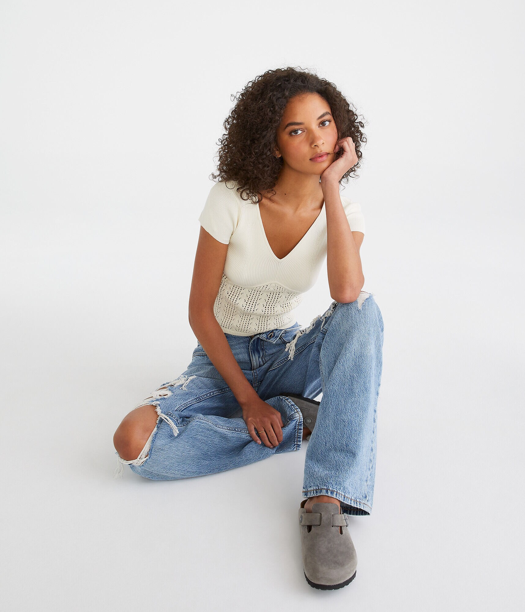 Pointelle Knit Crop Top