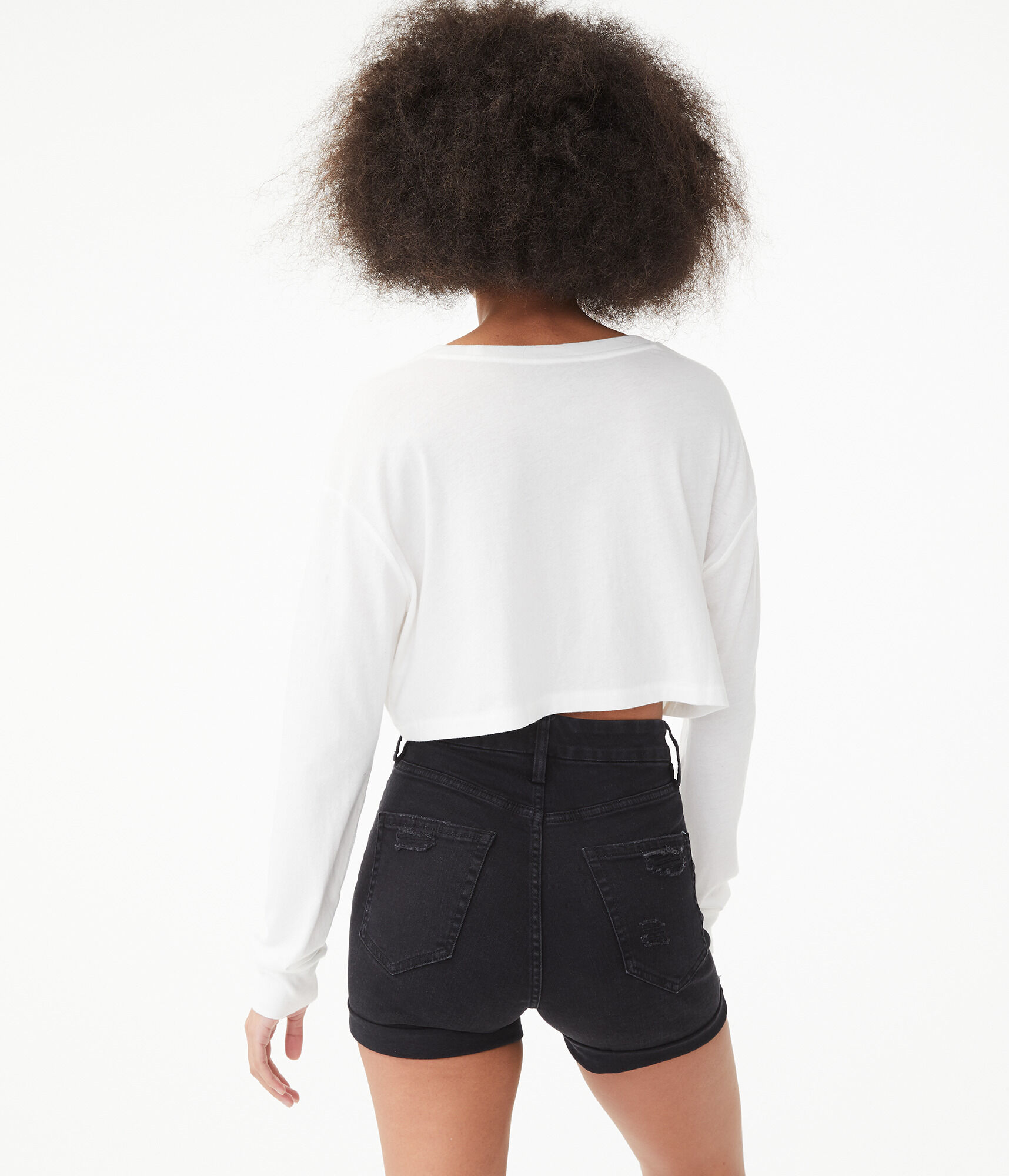 Long Sleeve Paradise Pic Super-Cropped Graphic Tee***