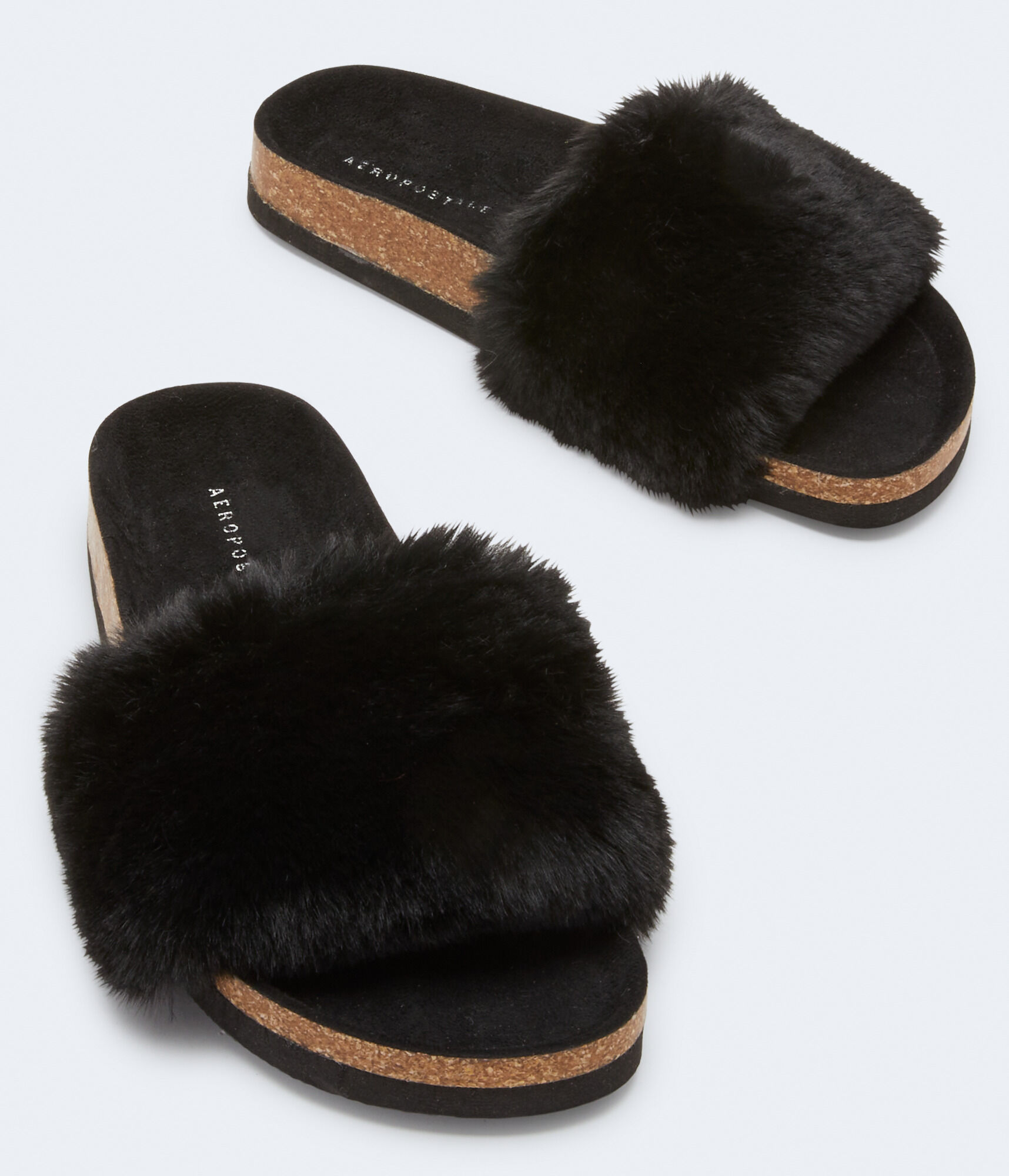 Faux Fur Cork Slide Sandal