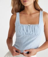 Solid Square-Neck Cropped Tank