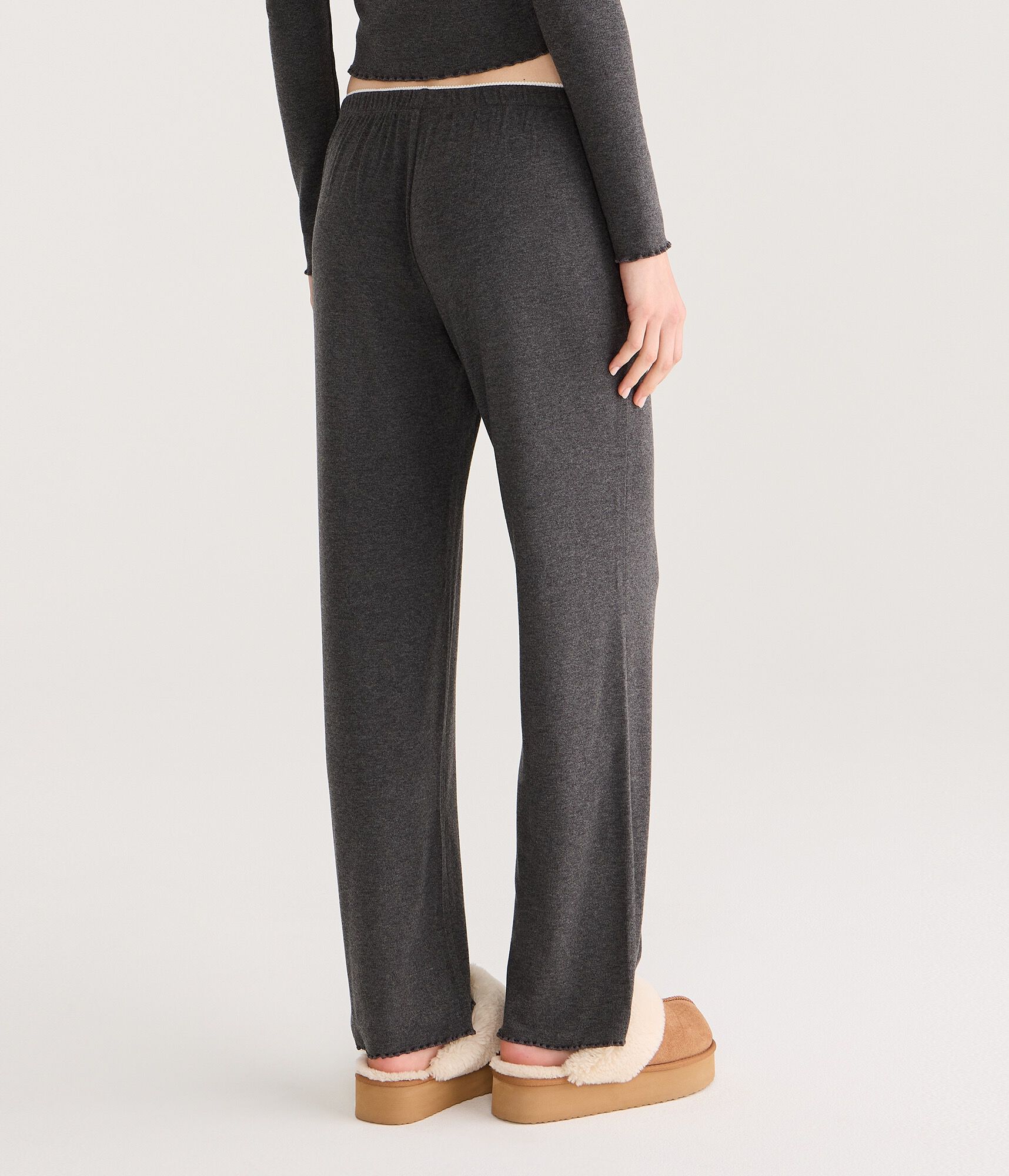 Ribbed Lettuce-Edge Sleep Pants