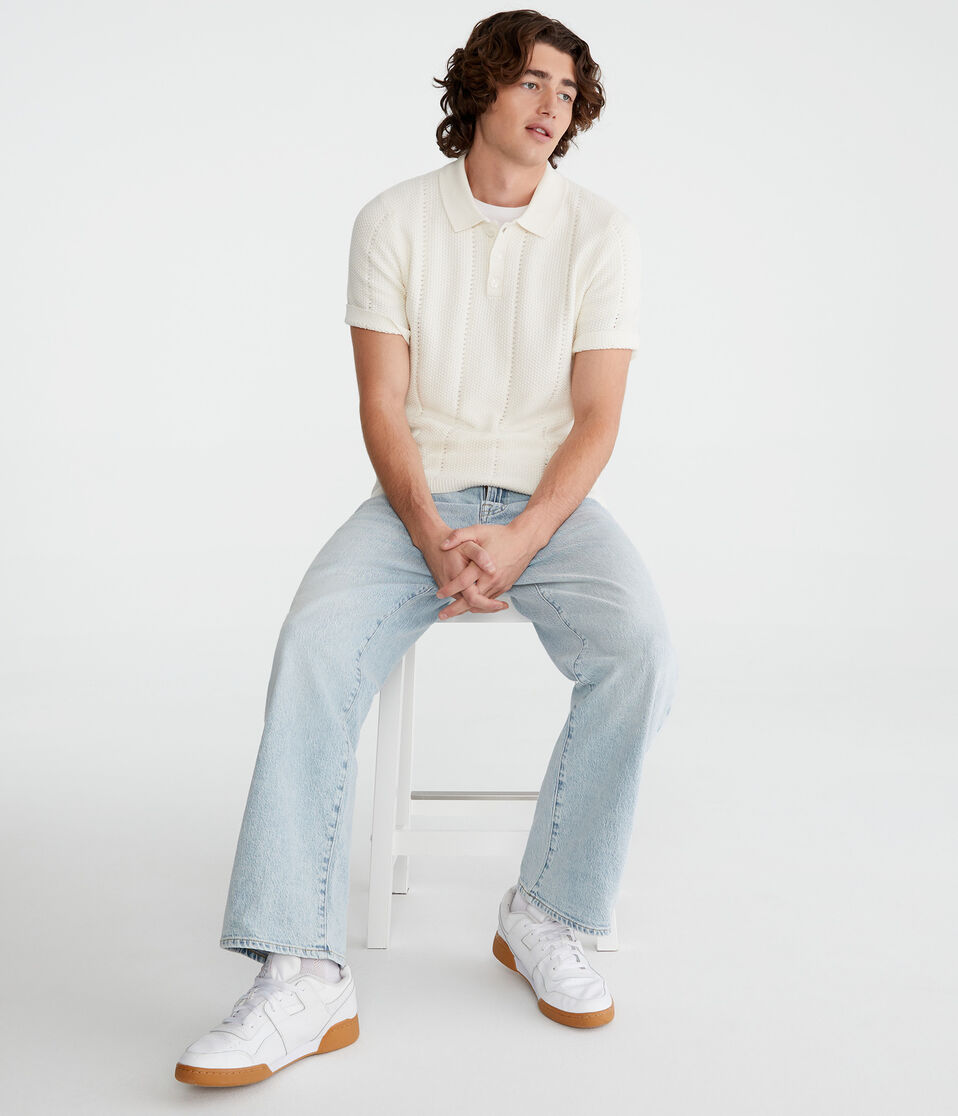 Textured Stripe Sweater Polo