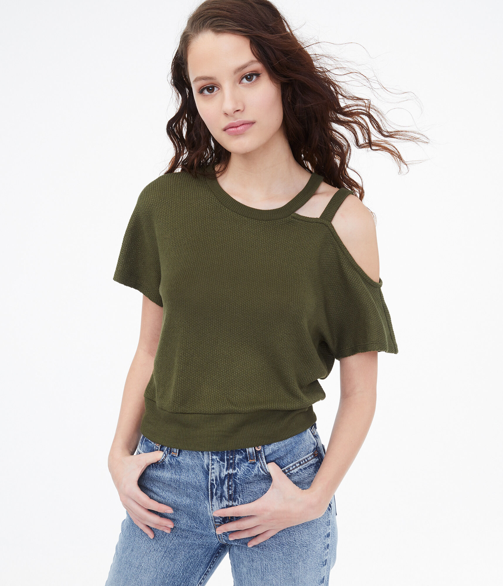 Strappy Cold-Shoulder Crop Top