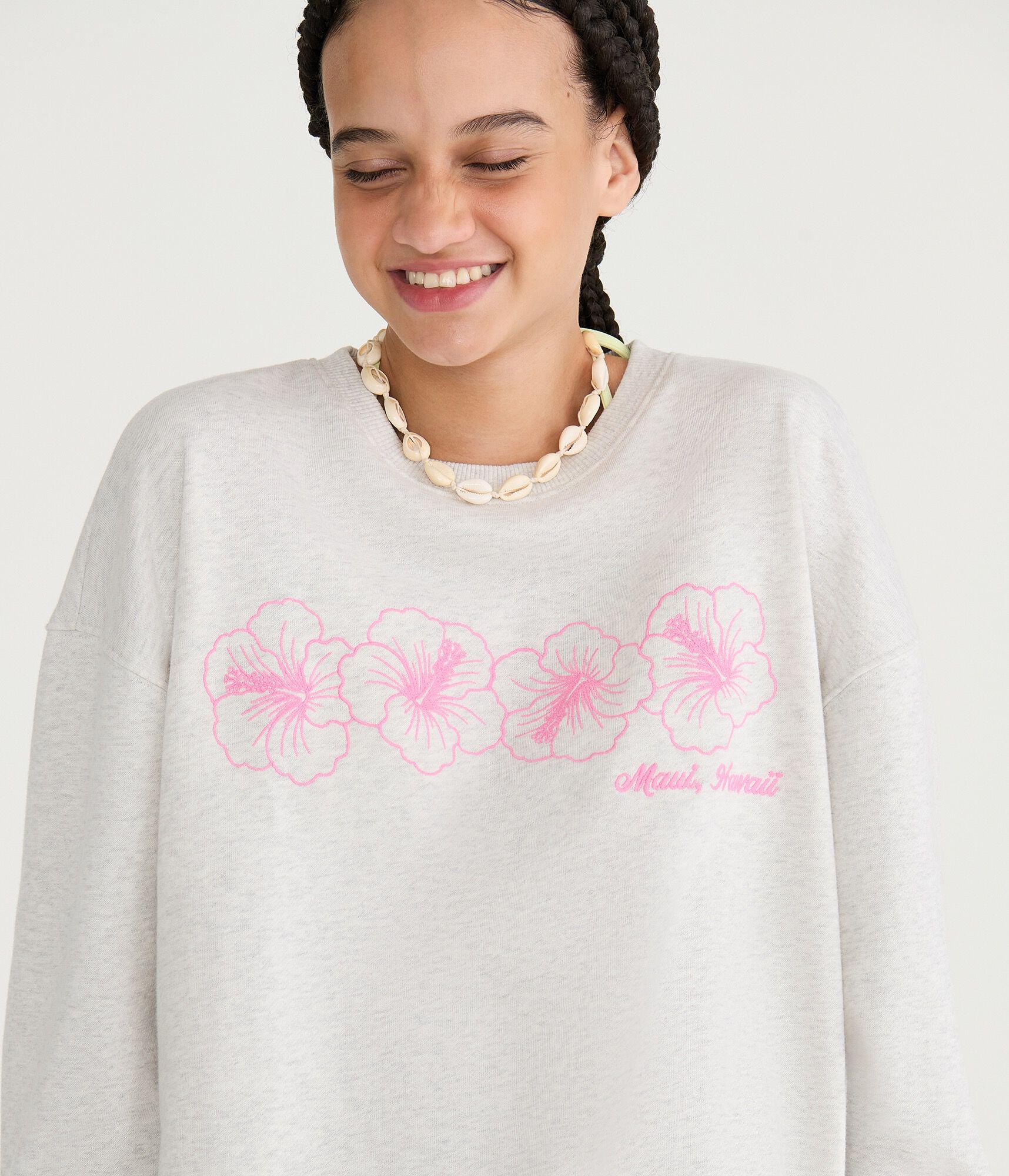 Cloud Soft Hibiscus Hawaii Crew Sweatshirt