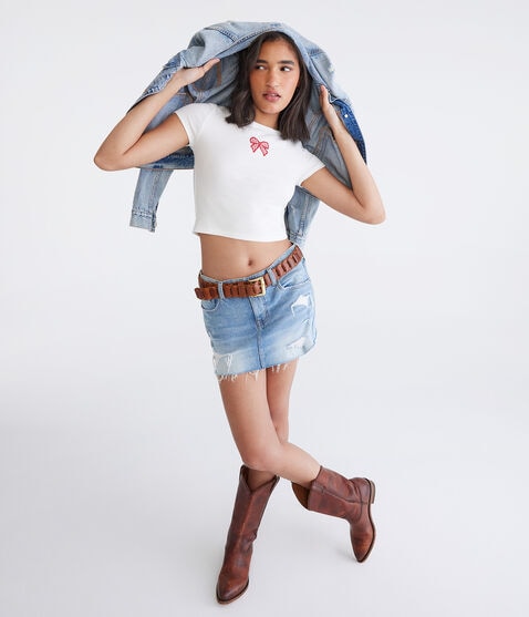 Seriously Soft Gingham Bow Baby Tee Seriously Soft Gingham Bow Baby Tee