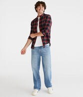 Long Sleeve Relaxed Plaid Slub Flannel Shirt
