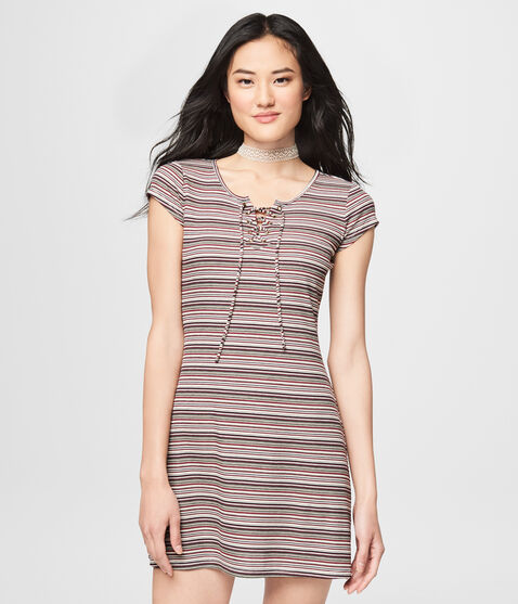 Striped Lace-Up Shirt Dress Striped Lace-Up Shirt Dress