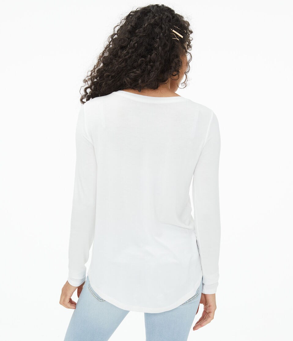 Long Sleeve Seriously Soft Floral Embroidered Crew Tee