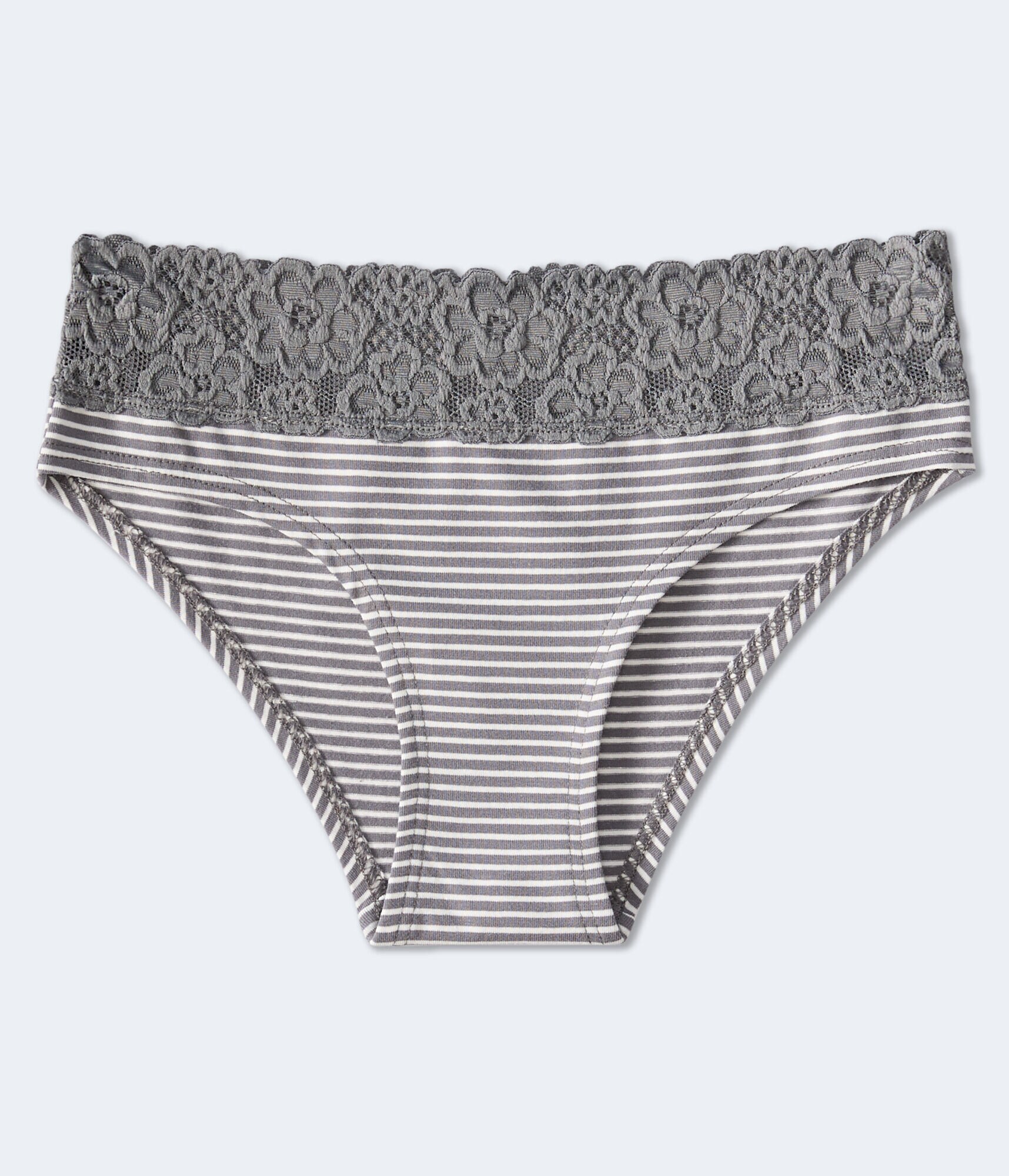 Striped Lace-Trim Hipster
