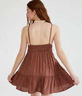 Solid V-Neck Babydoll Dress