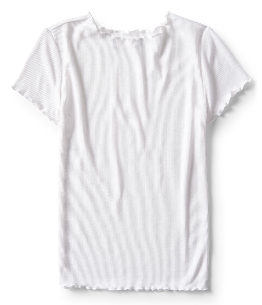 Solid Ribbed Lettuce-Hem Tee