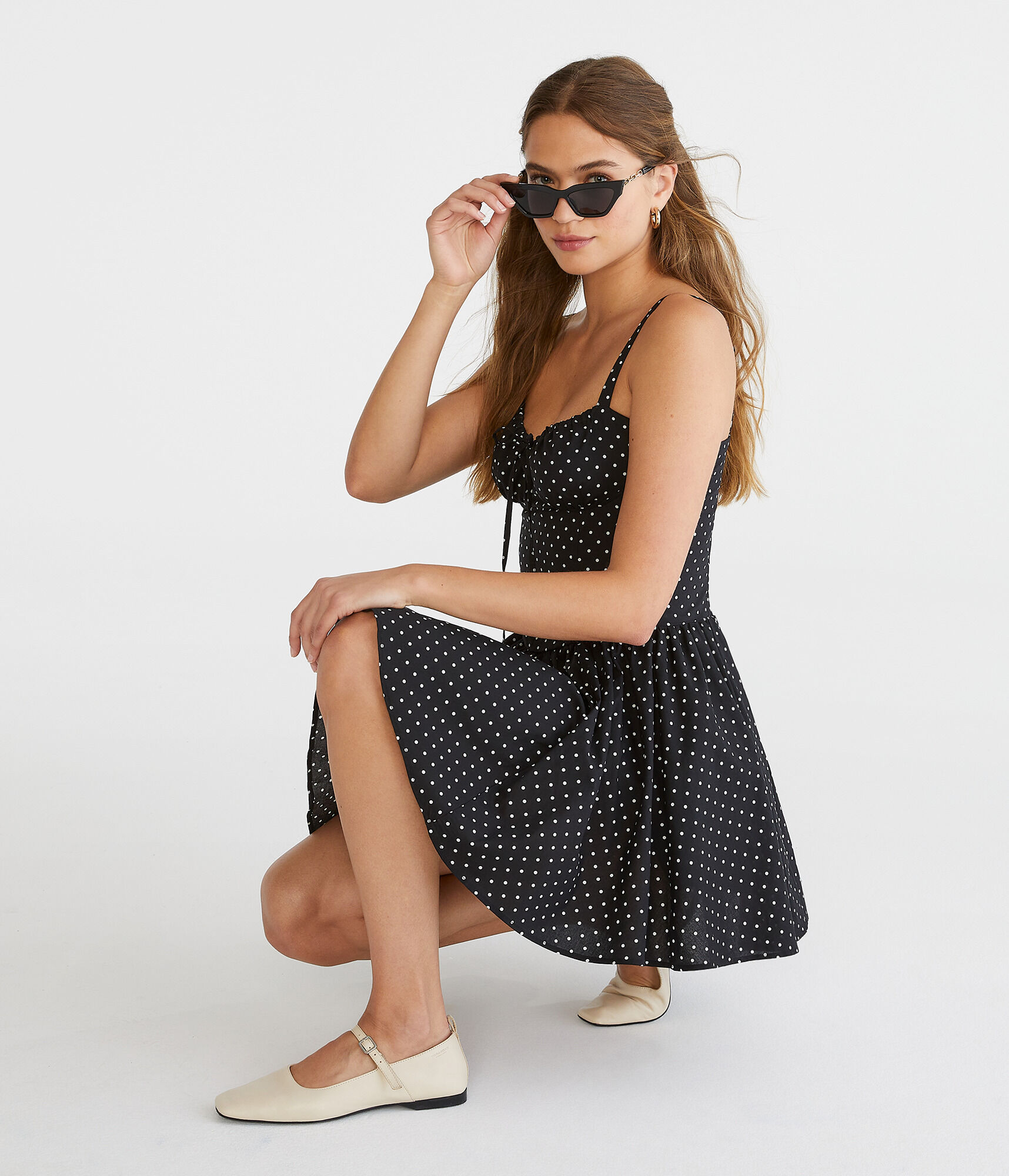 Polka Dot Sweetheart Corset Fit &amp; Flare Dress