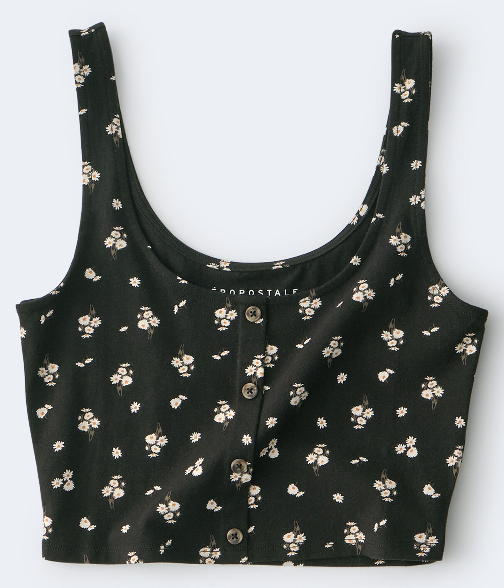 Floral Button-Front Cropped Tank***