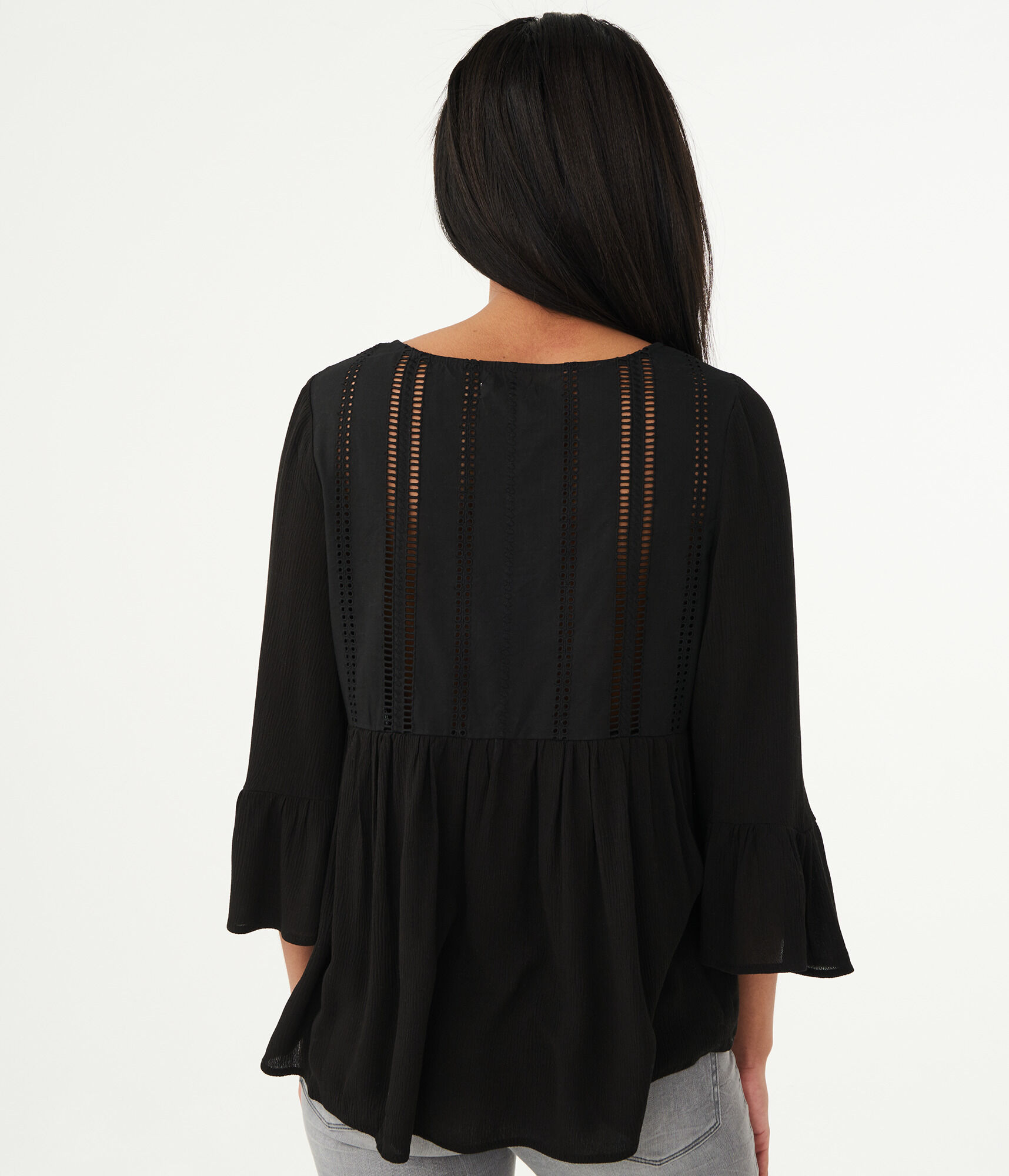 Long Sleeve Lace-Back Tunic Top
