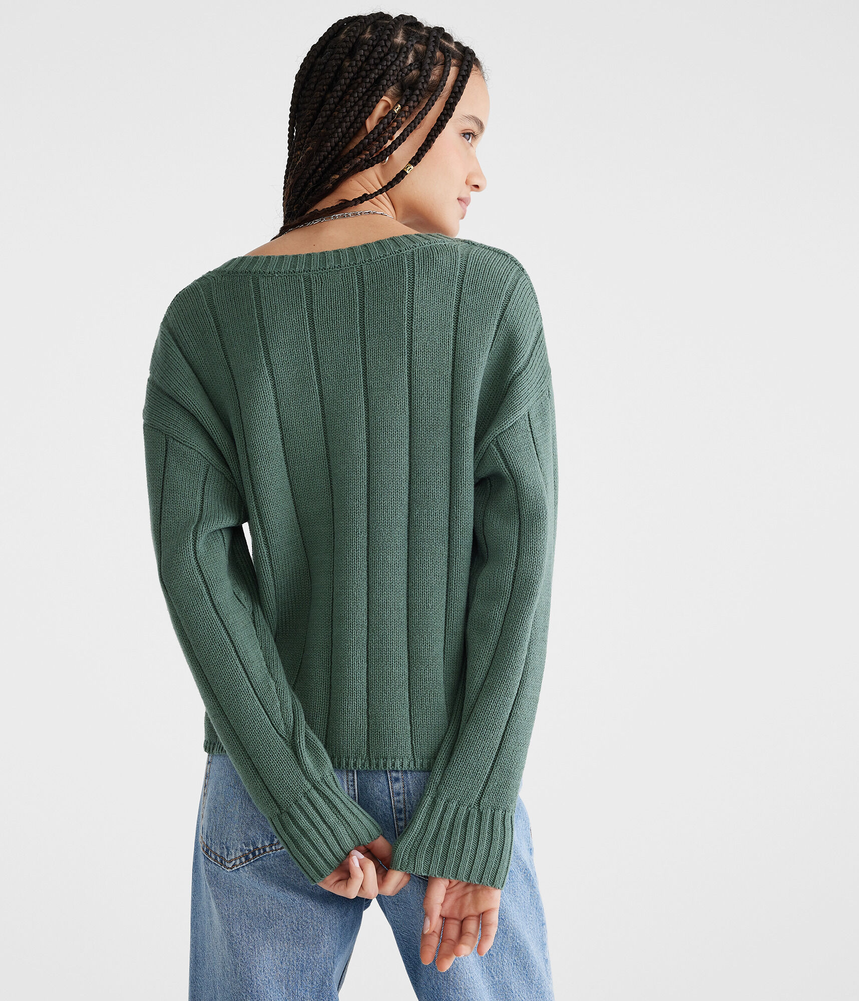 Ribbed V-Neck Sweater