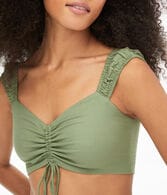 Cinched V-Neck Cropped Tank