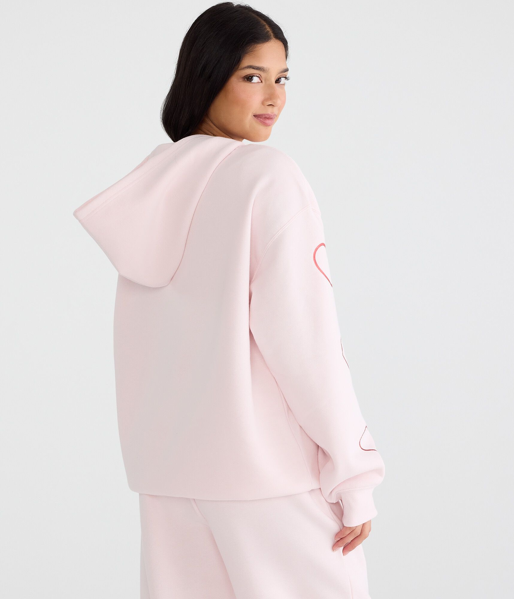 Hello Kitty Rhinestone Hearts Oversized Pullover Hoodie
