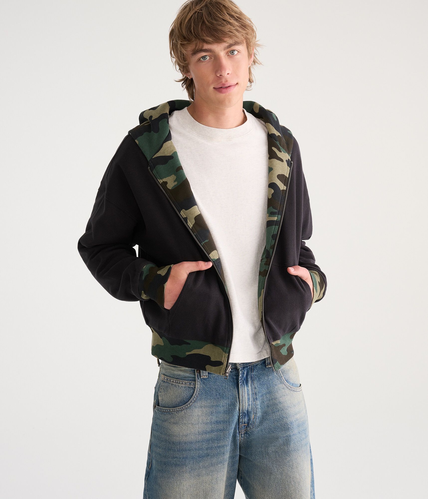Cloud Soft Camo Reversible Boxy Full-Zip Hoodie