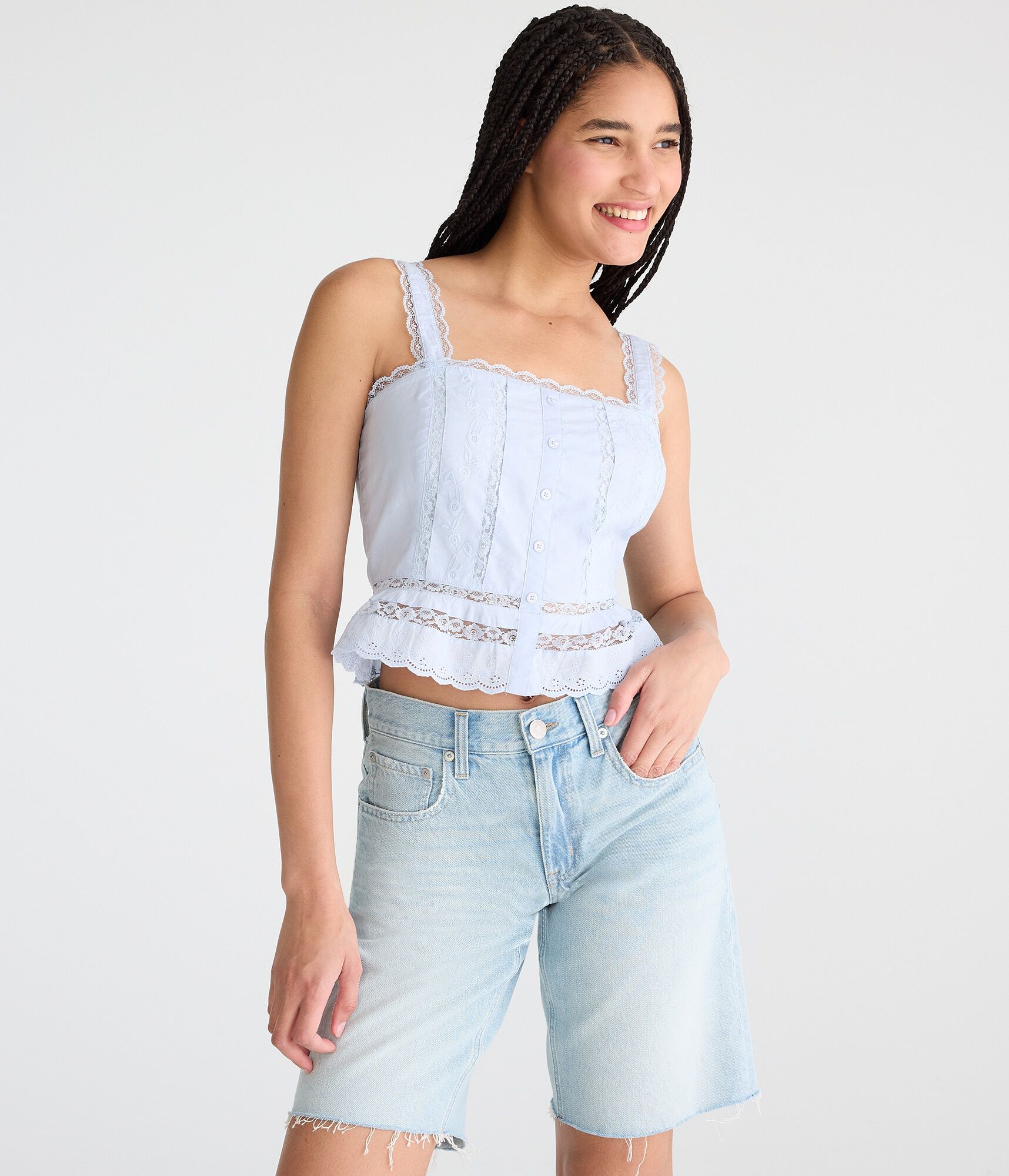 Floral Lace Cropped Peplum Top