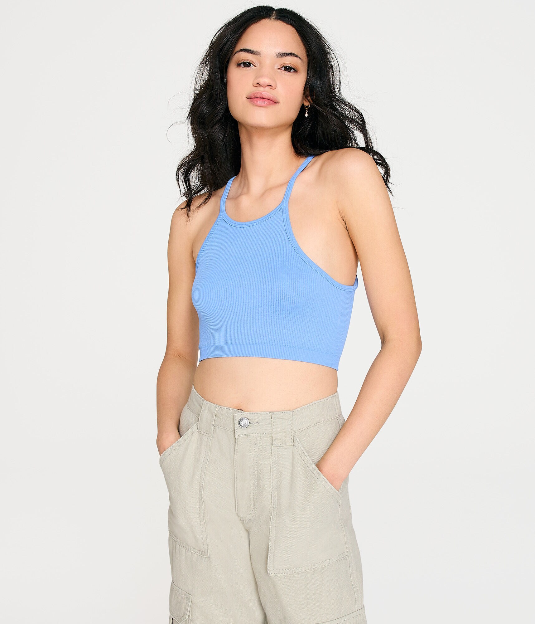 Seriously Soft Ribbed High-Neck Cropped Cami