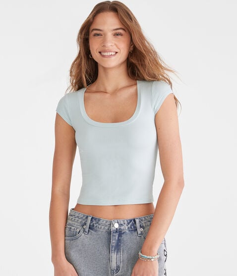Seriously Soft Ribbed Scoop-Neck Baby Tee Seriously Soft Ribbed Scoop-Neck Baby Tee