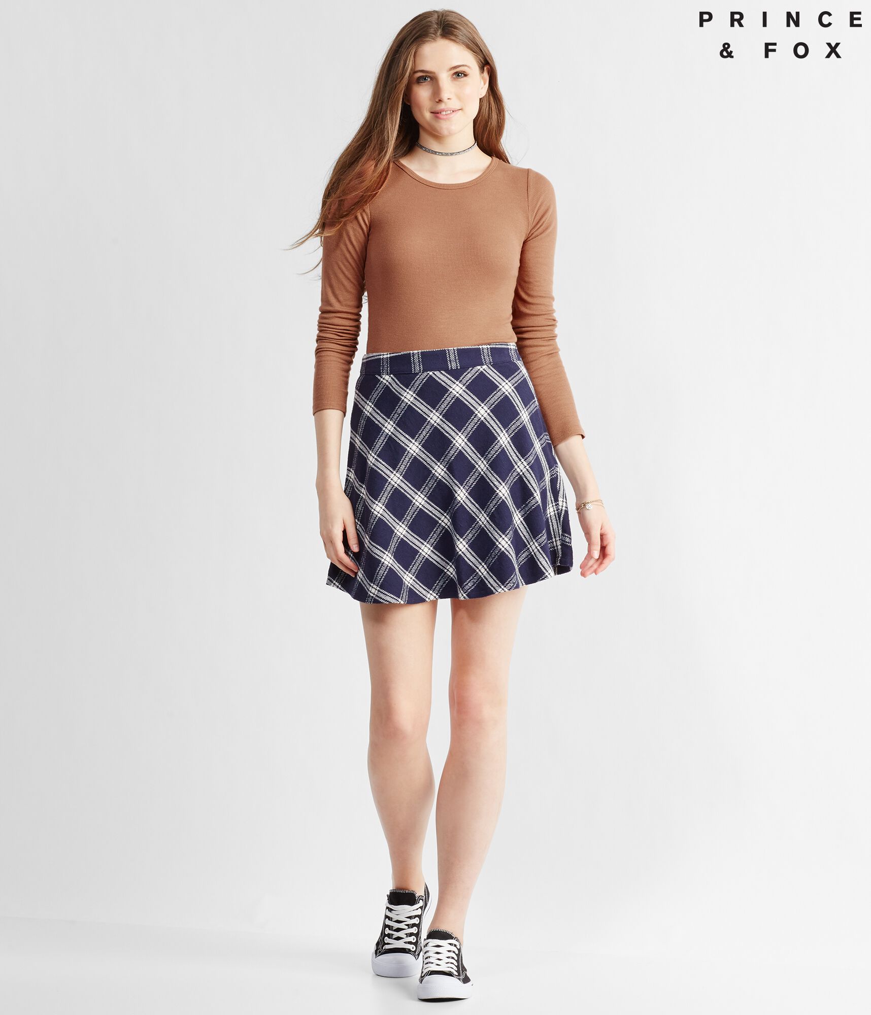 Plaid A-Line Skirt