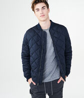 Diamond-Quilted Bomber Jacket