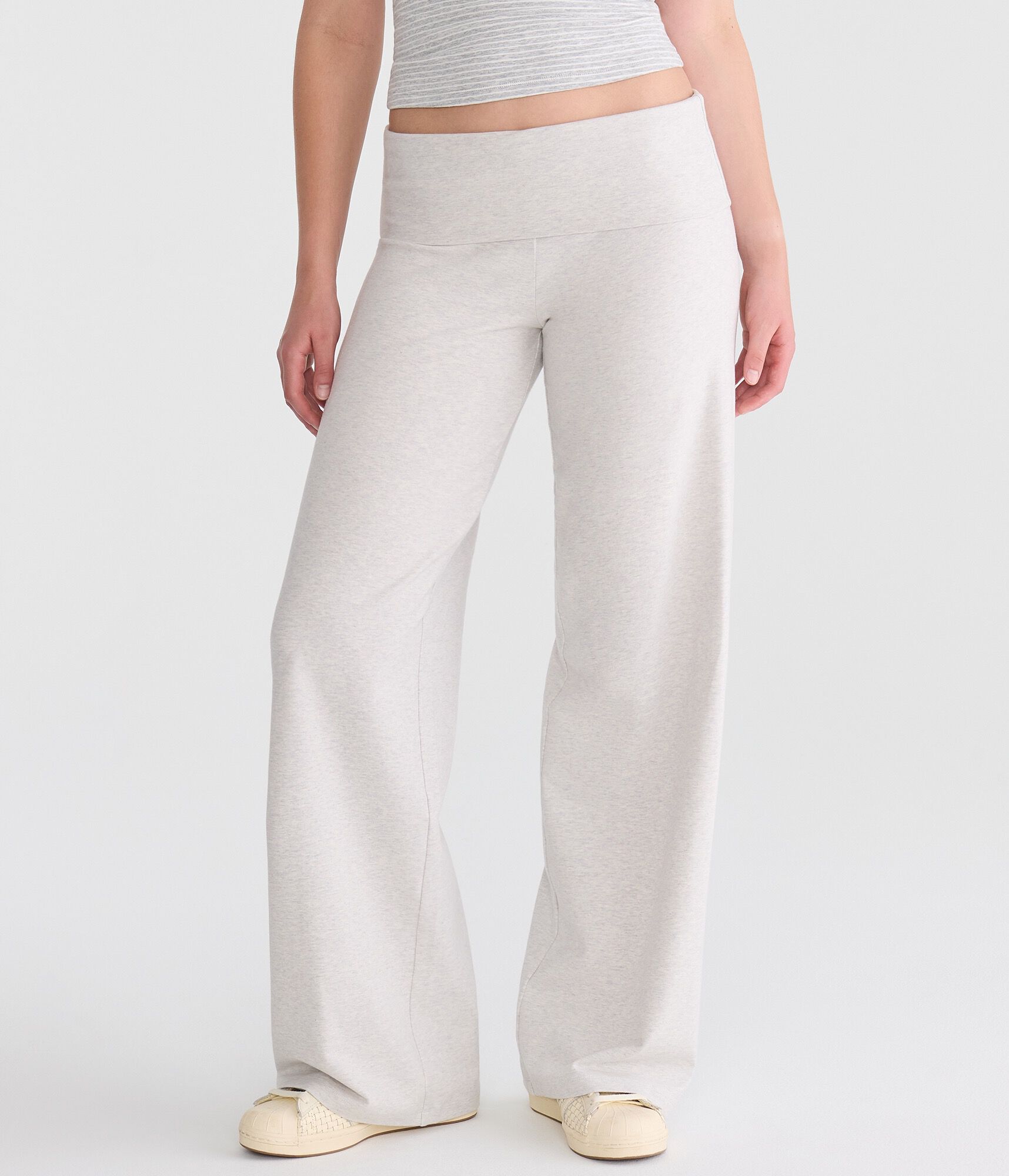 Low-Rise Fold-Over Wide Leg Pants